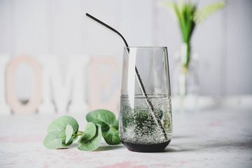 Sendez Longdrinkglas 6 schwarze rauchfarbene Cocktailgläser 430ml Saftgläser, Glas