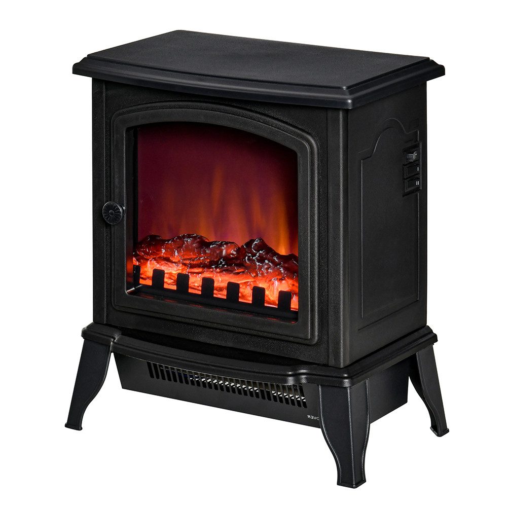 FELIXLEO Elektrokamin Elektrokamin 2000W LED Flammeneffekt Schwarz Metall für Wohnzimmer