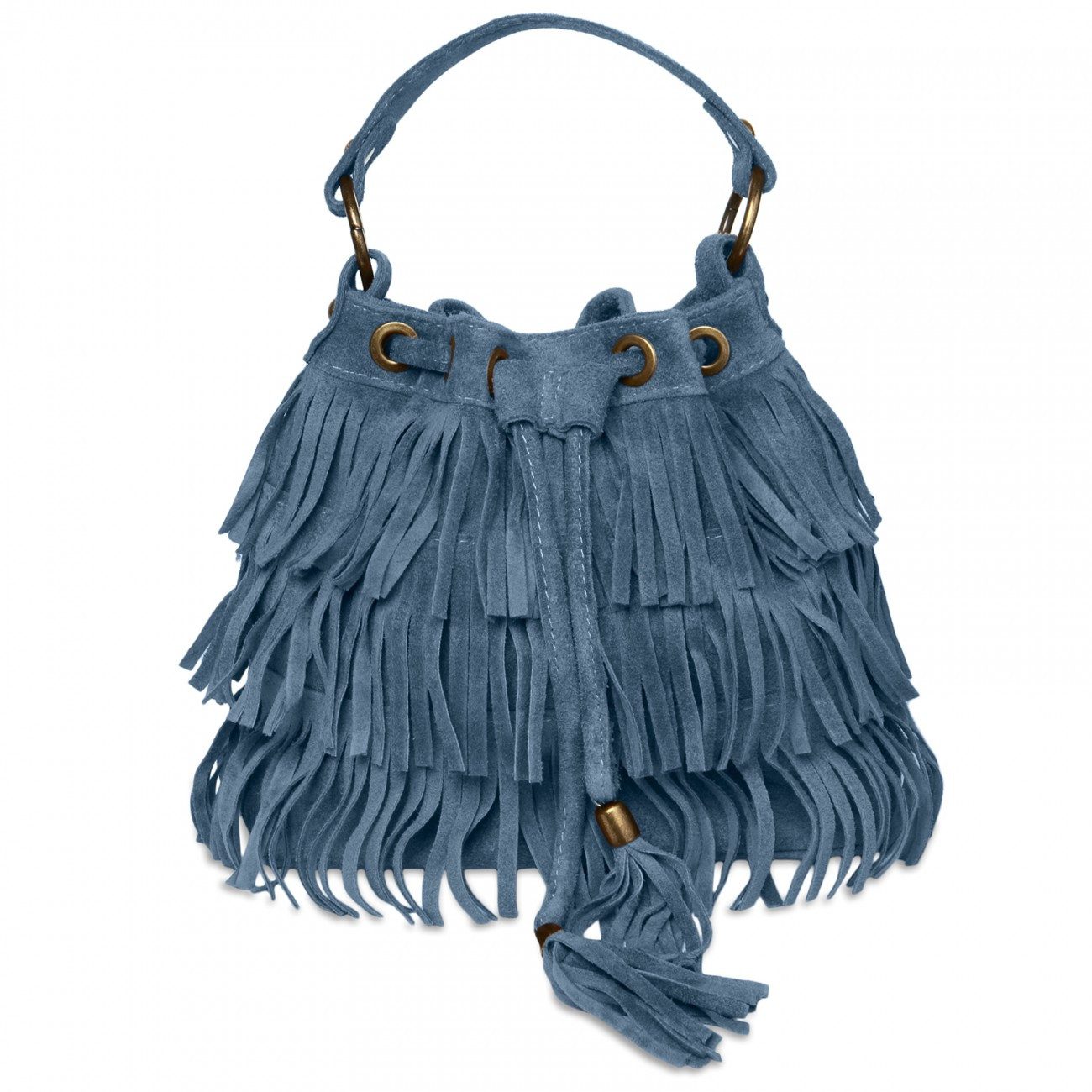 Henkeltasche CASPAR TL677 Damen Wildleder Fransen Tasche Beutel