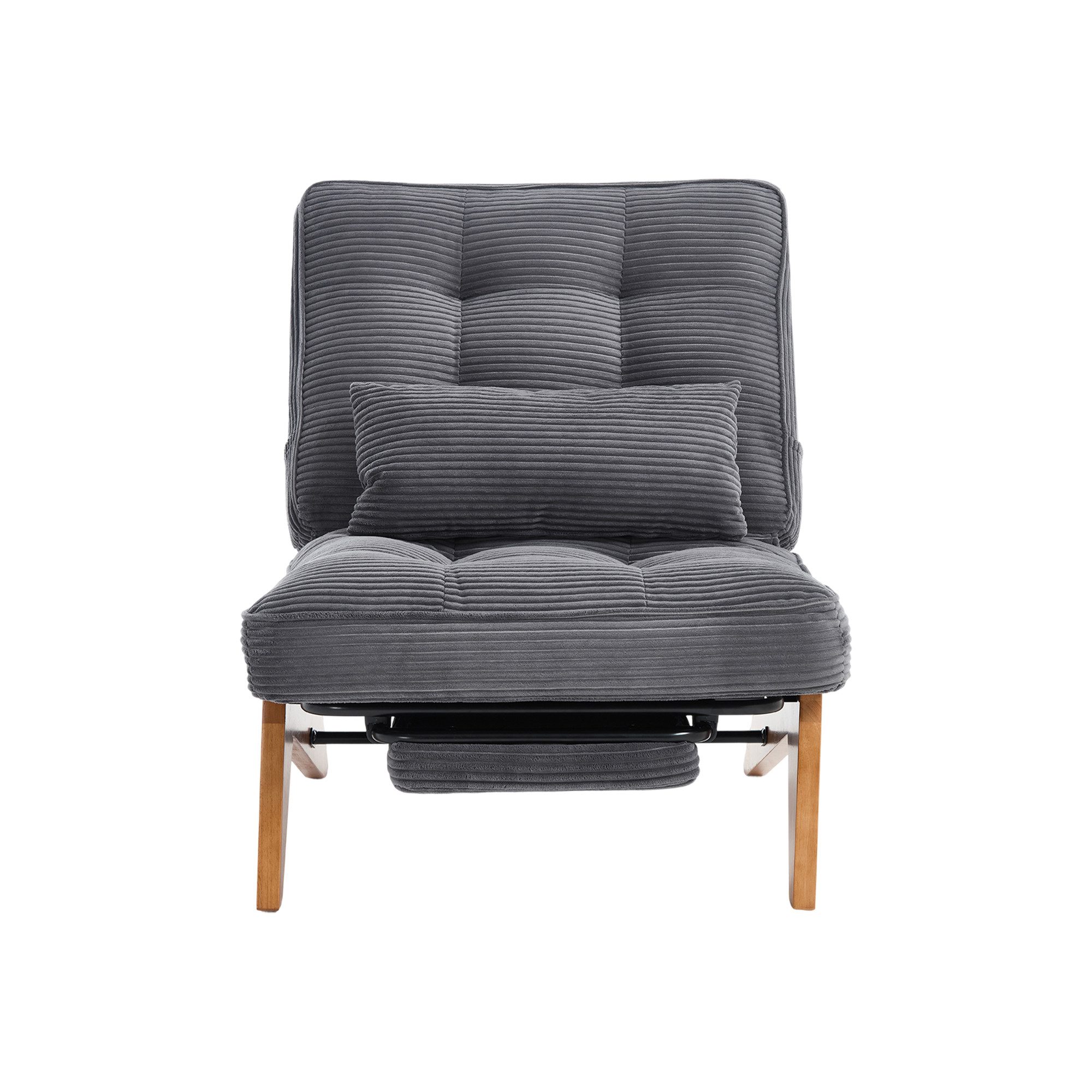 Furnishings Home Relaxsessel verstellbarer Loungesessel mit Fußstütze & Lendenkissen, Holzrahmen (Wohnzimmer/Schlafzimmer/Studierzimmer/Restaurant/Büro), Cord-Stoff, bis 220kg, verstellbare Rückenlehne, ausziehbare Fußstütze