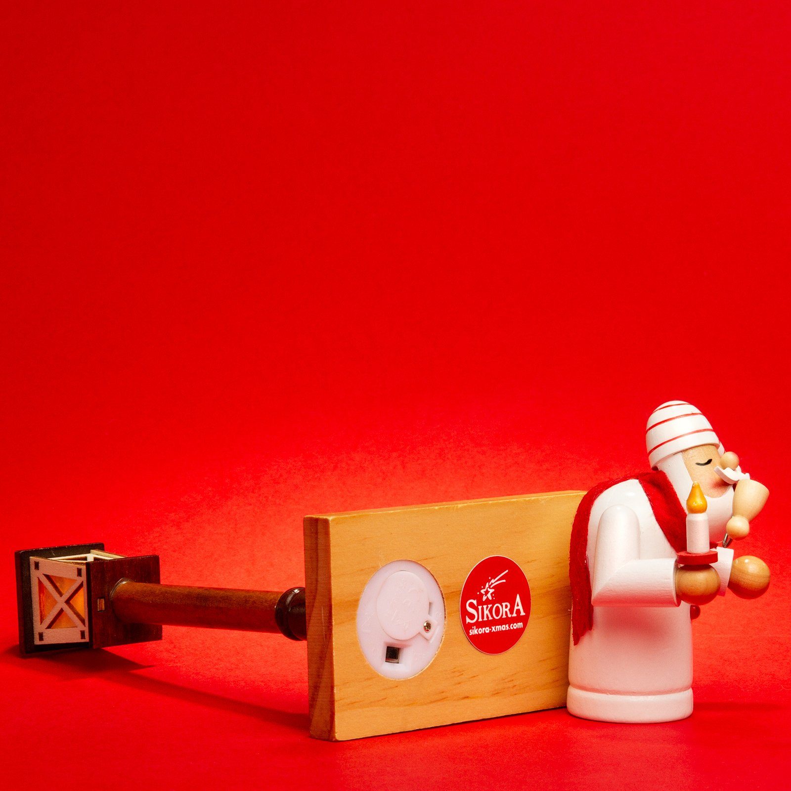 Weihnachtsfigur Laterne batteriebetriebener Laterne LED mit Schlafwandler Holz RM-A-LED mit LED Räuchermännchen A04 SIKORA