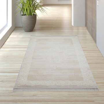 Teppich Teppich mit Fransen in weiss, TeppichHome24, rechteckig, Höhe: 5 mm