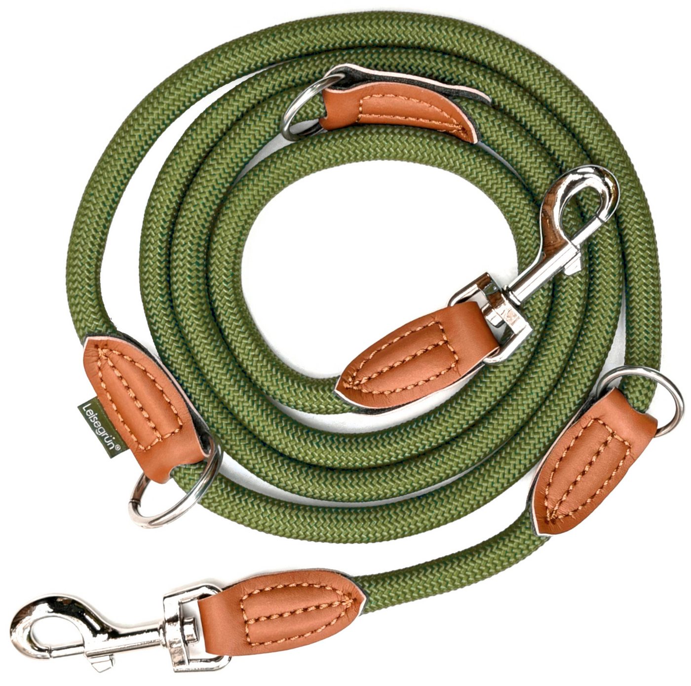 Leisegrün Hundeleine für große Hunde, 2m, 3-fach verstellbar, Nylon, Doppelleine für 2 Hunde, Führleine, Freihandleine, Kurzführer