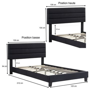 CARO-Möbel Polsterbett WASHINGTON, Polsterbett 120x200 cm Bett mit Stoffbezug schwarz Jugendbett Skandina