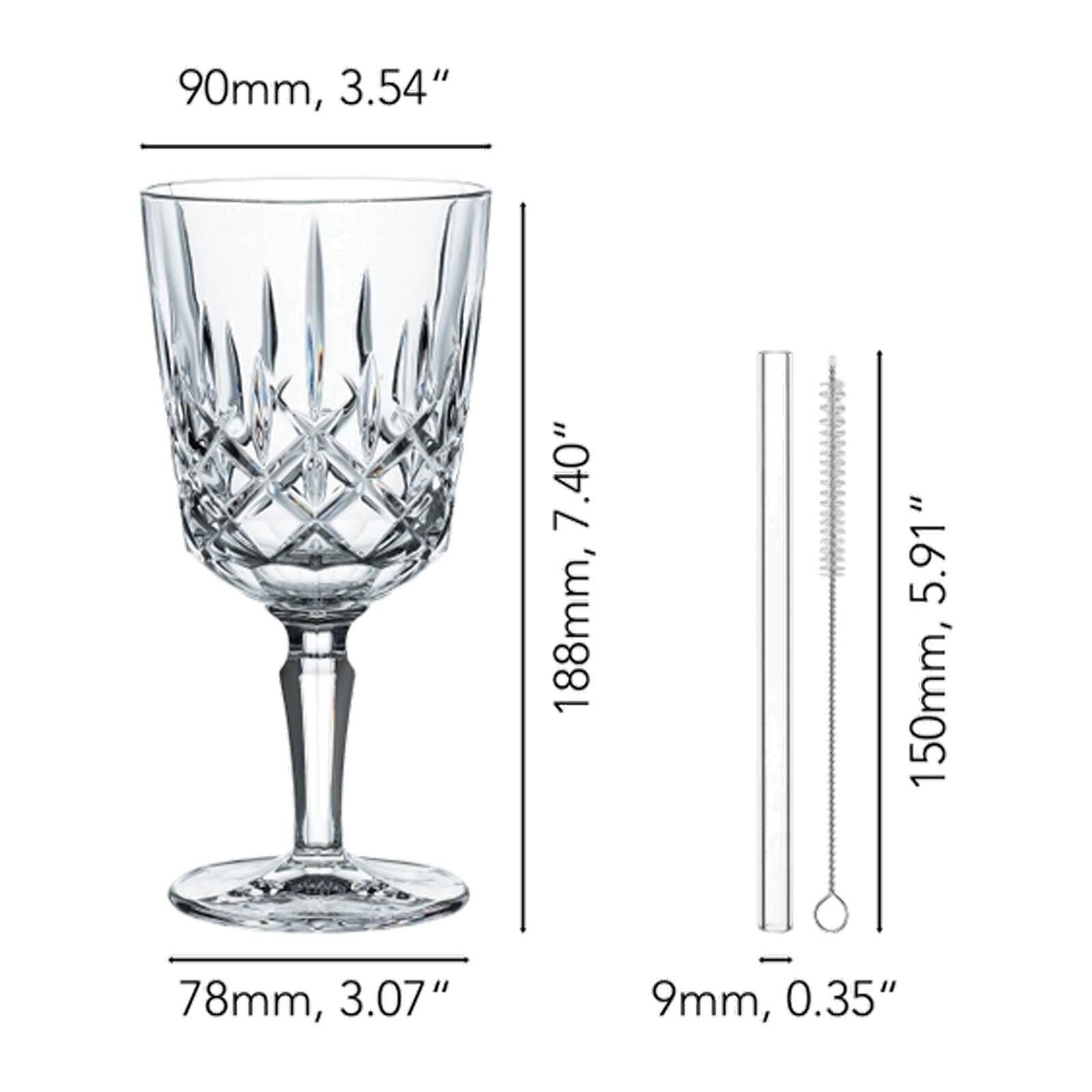 Nachtmann Weißweinglas Noblesse Cocktailgläser mit Glastrinkhalmen 355 ml, 6-tlg., Glas