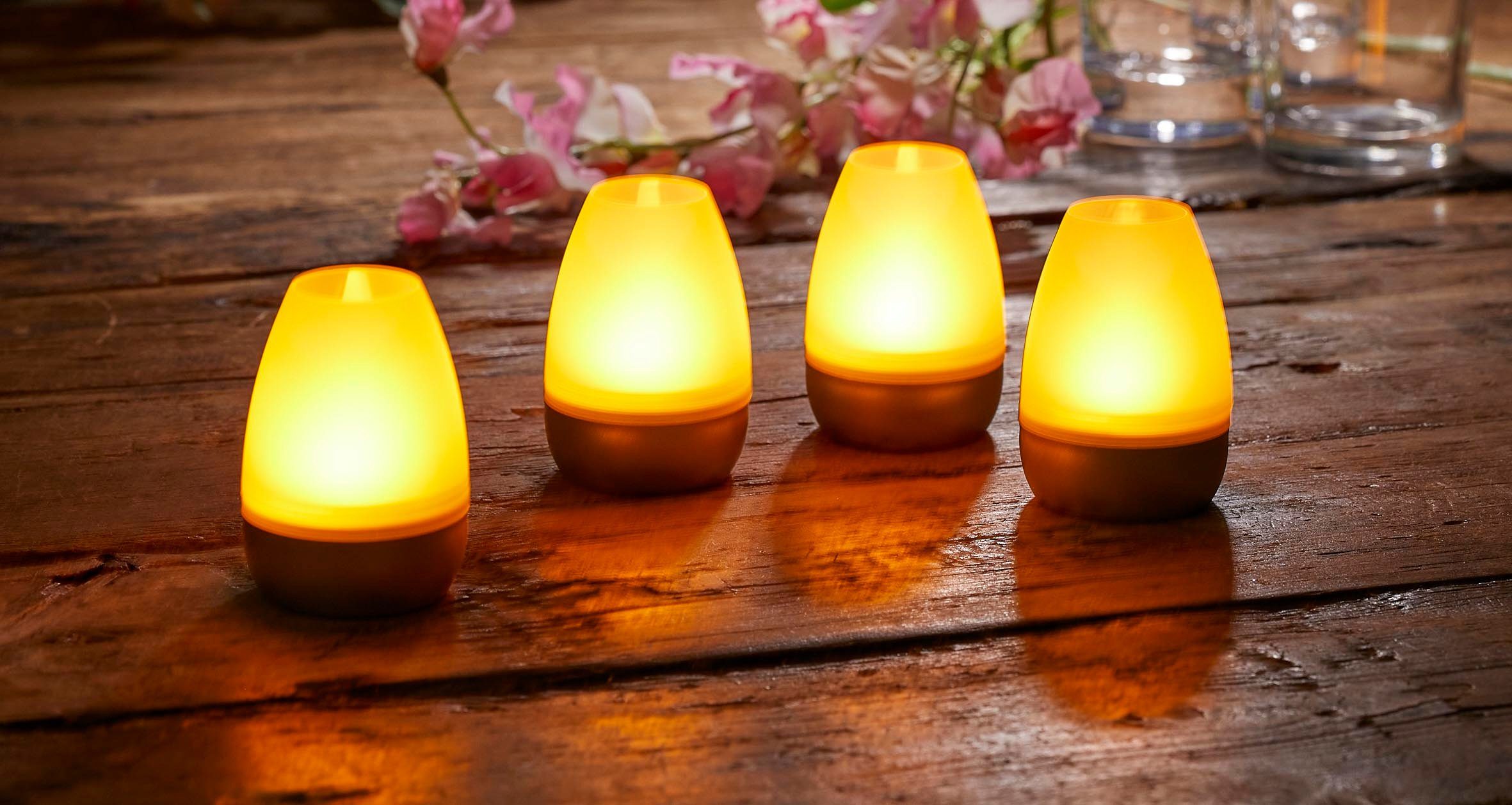 LED Dekolicht LED Akku Lounge Lights Kabellos für Innen und Außen RGBW Flackereffekt