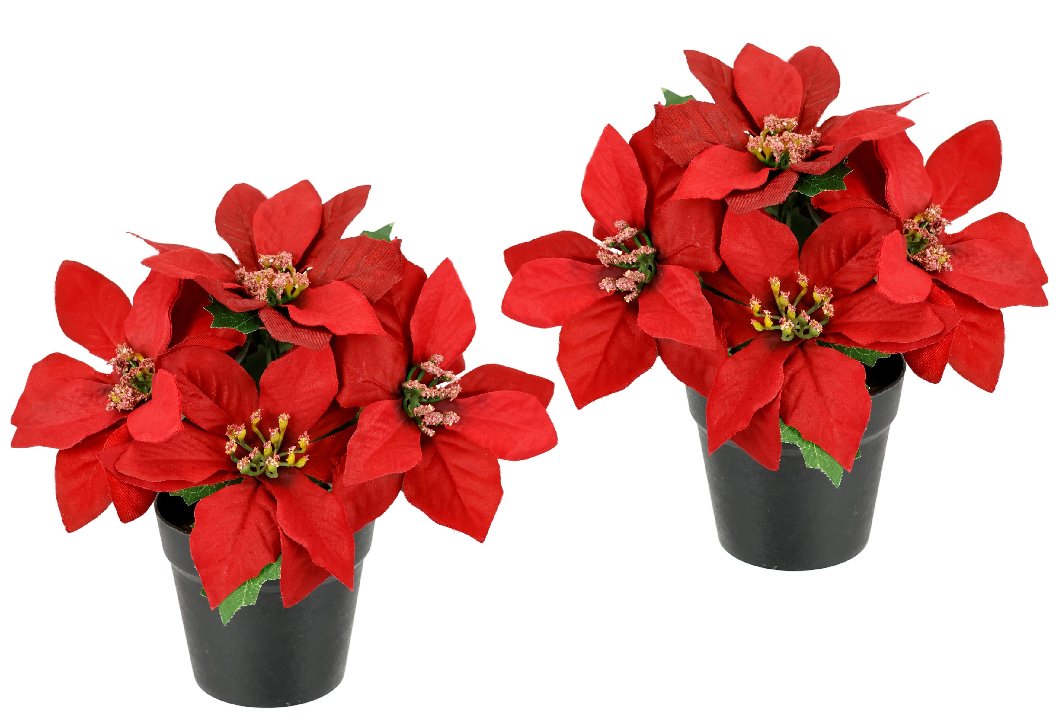 Kunstblume Poinsettia im Topf Christstern, I.GE.A., Höhe 17 cm, 2er Set Künstliche Blume Weihnachtsstern Christstern Weihnachtsdeko