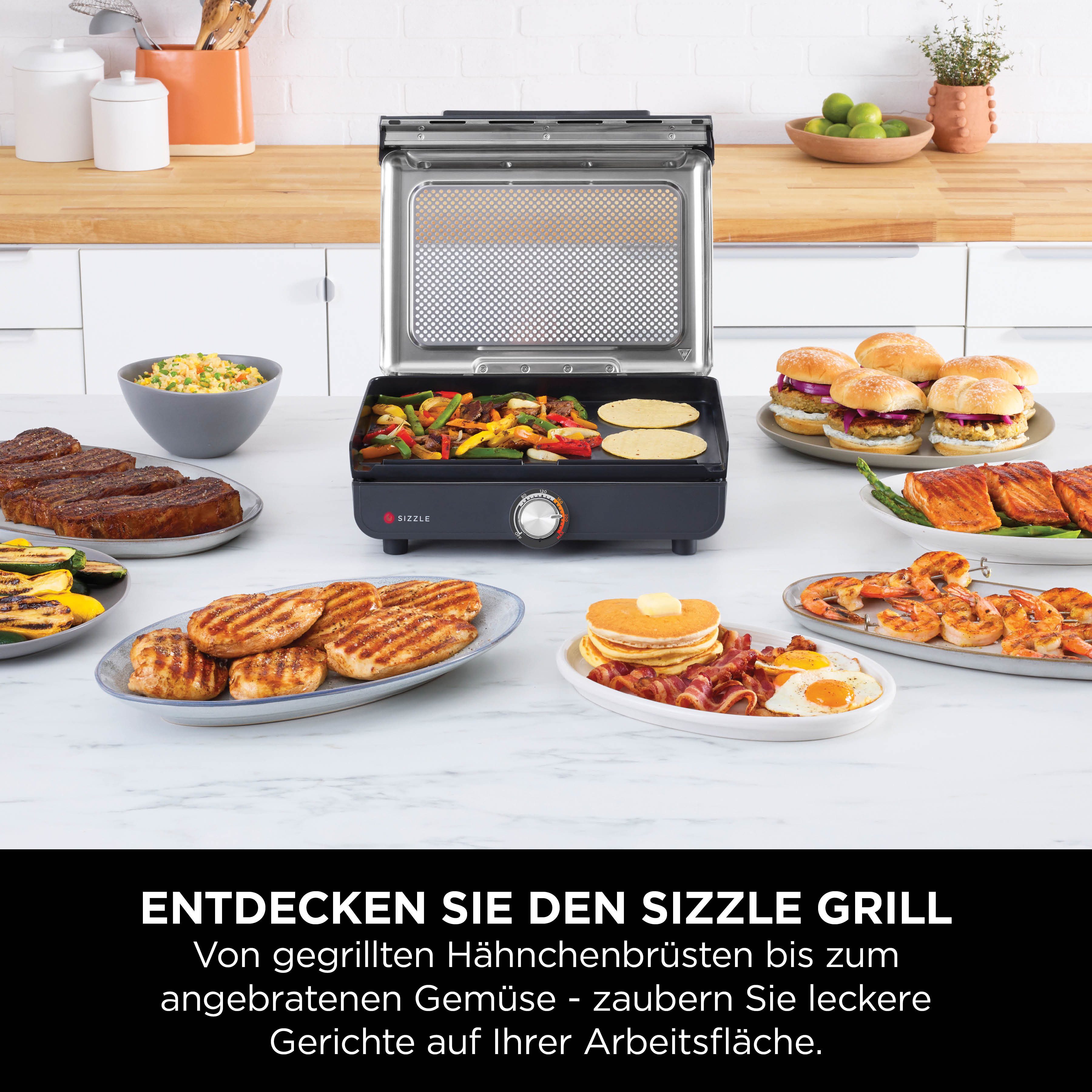 NINJA Elektrogrill Sizzle Grillplatte und Plancha GR101EU, 1450 W, Teppanyakigrill