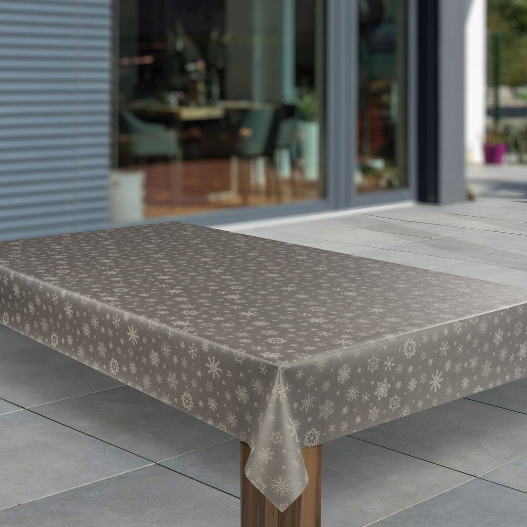 laro Tischdecke Wachstuch-Tischdecken Abwaschbar Schneeflocken Silber Weiß günstig online kaufen