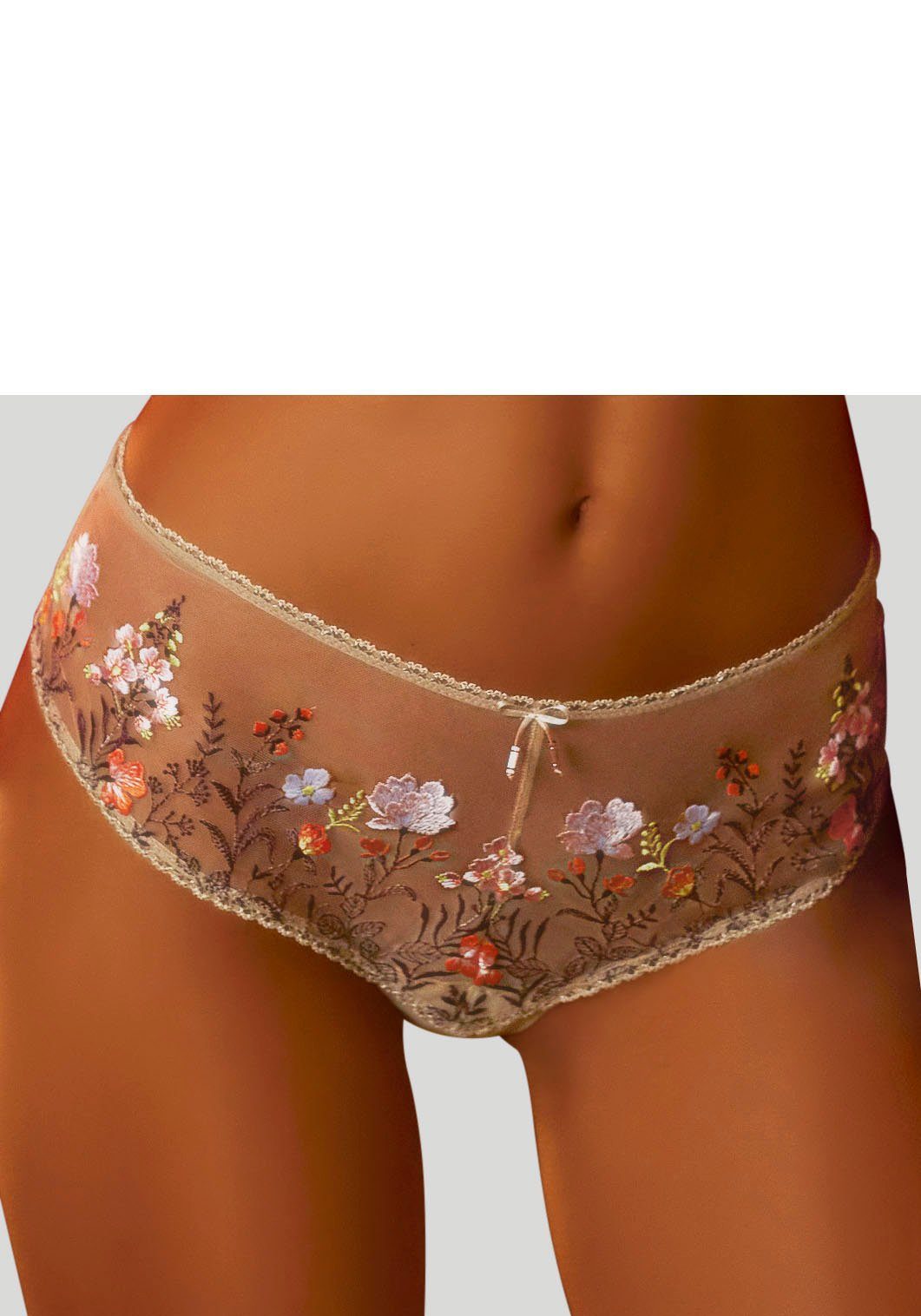 Blumen Maria Stringpanty toffee-bunt Stickereispitze LASCANA bunten mit aus