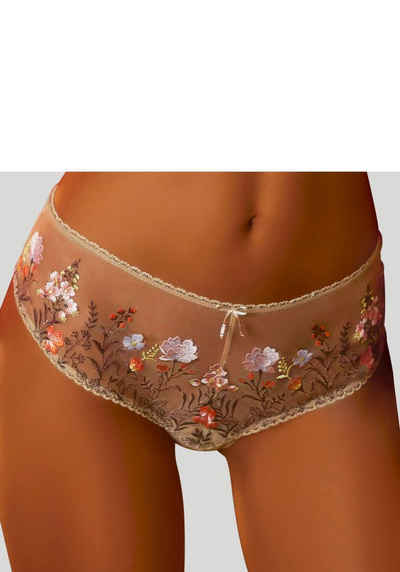 LASCANA Stringpanty Maria mit bunten Blumen aus Stickereispitze