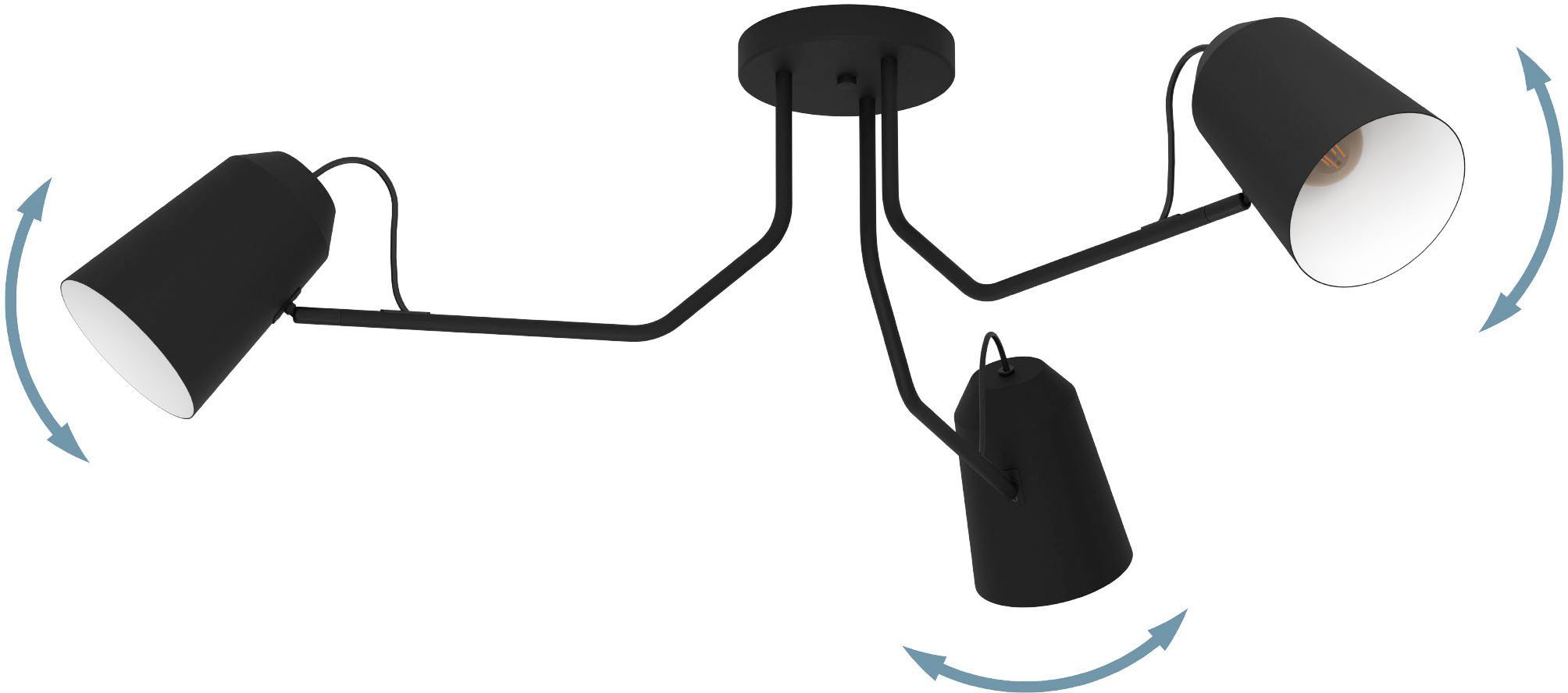 Deckenleuchte schwarz Leuchtmittel, exkl. weiß - wechselbar, aus - ohne LORETO, Leuchtmittel Deckenleuchte EGLO und in Stahl E27 25W