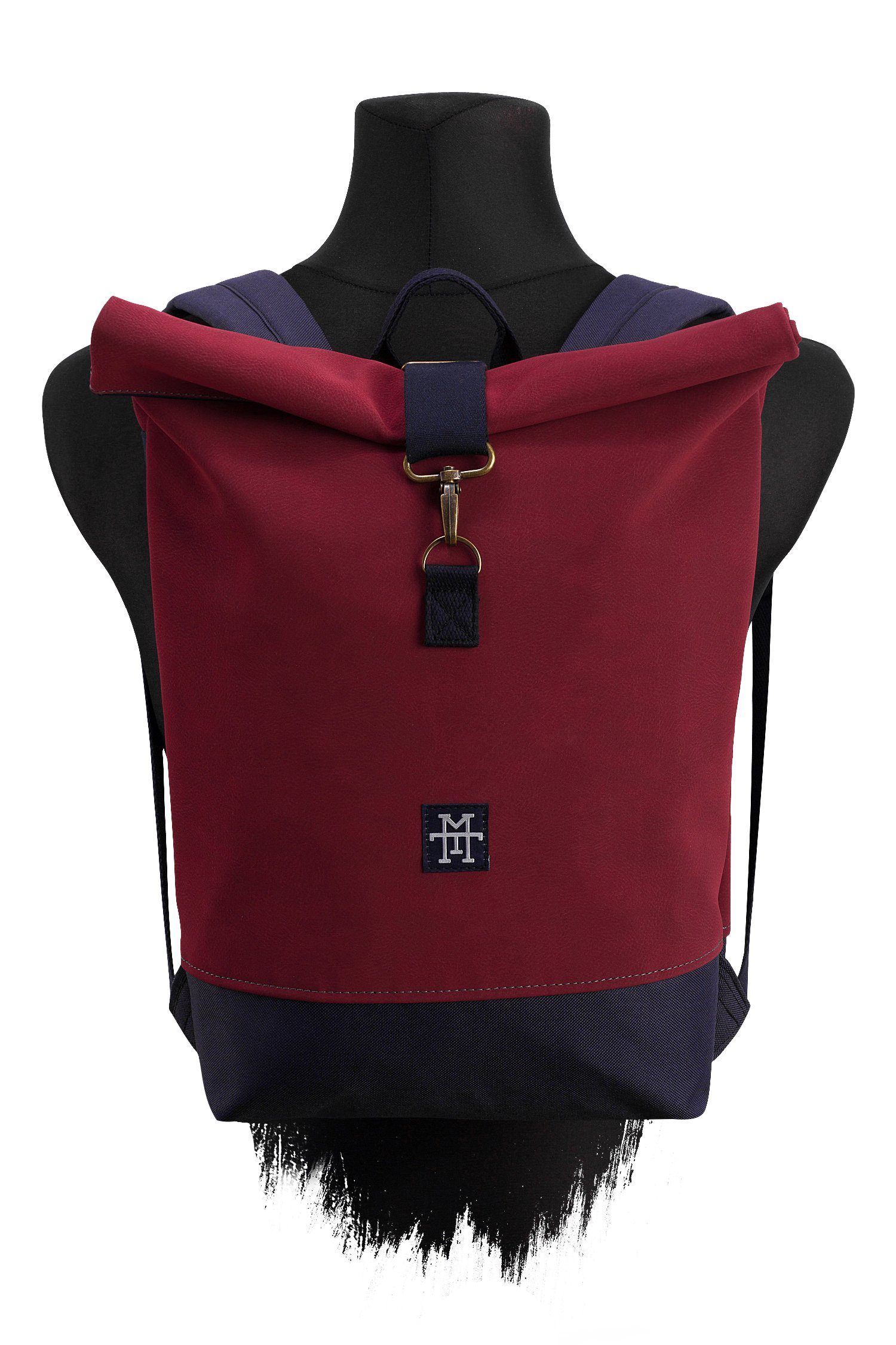 Gurte Manufaktur13 - wasserdicht/wasserabweisend, Bordeaux Mini Rollverschluss, Roll-Top verstellbare Rucksack mit Tagesrucksack Backpack