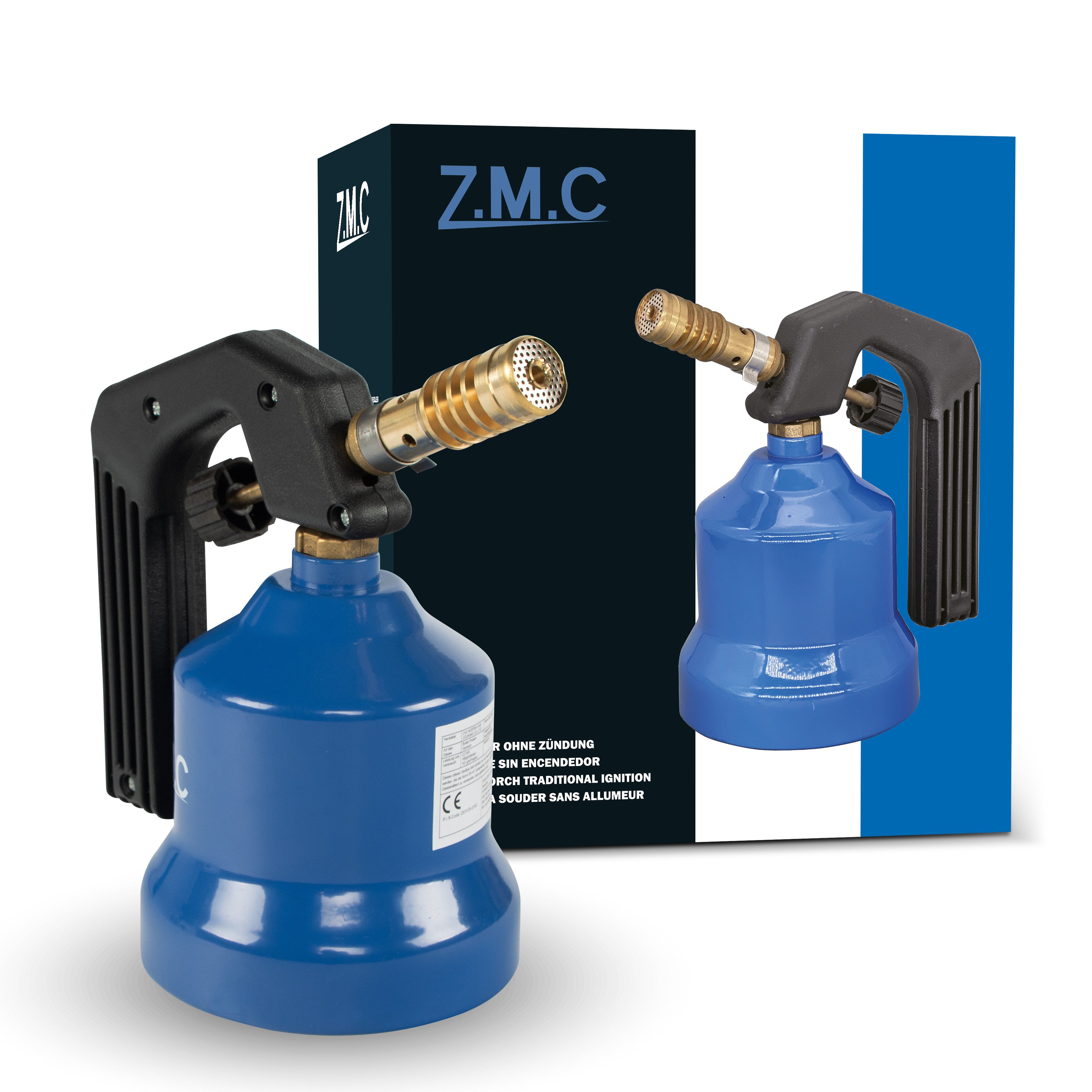 ZMC Flambierbrenner Gasbrenner Bunsenbrenner Lötlampe Gasanzünder Lötpistole, (2,2 kW Temperatur von bis zu 1200 ° C, 2,2 kW Temperatur von bis zu 1200 ° C), Lötbrenner Kohleanzünder Flammspritzpistole Grillanzünder