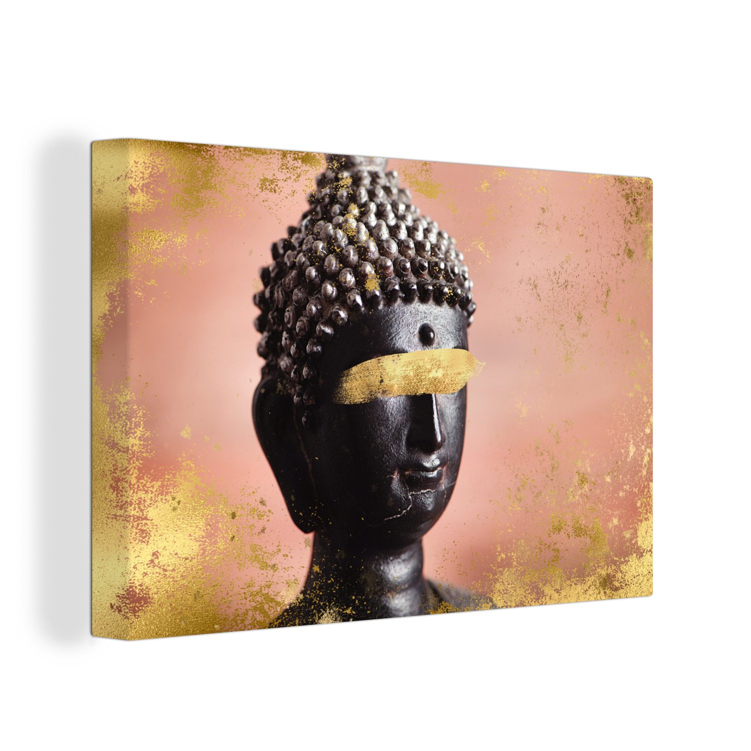 Schwarz Buddha St), Leinwandbilder, OneMillionCanvasses® (1 cm - - 30x20 Aufhängefertig, Wanddeko, Rosa, Wandbild Leinwandbild