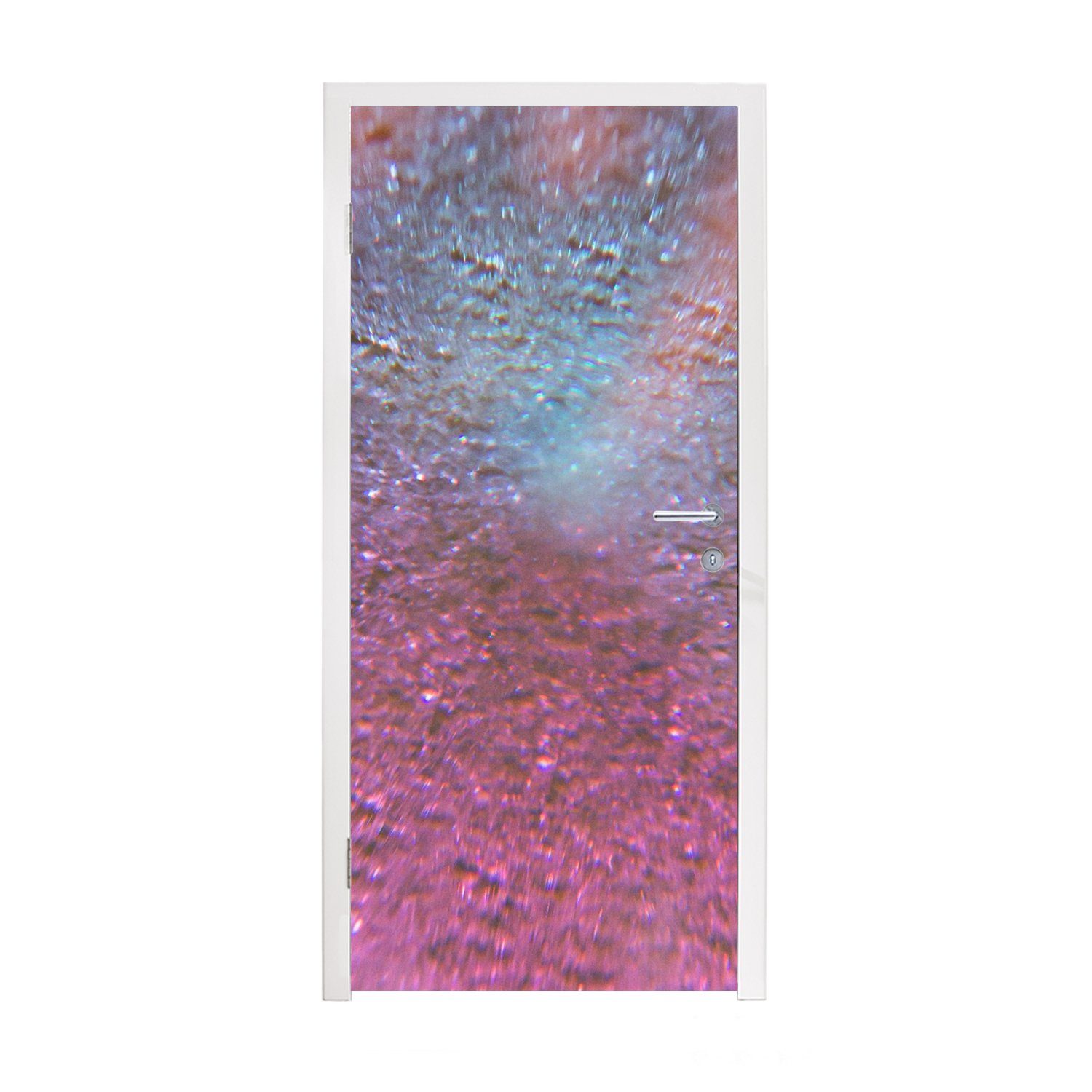MuchoWow Türtapete Rosa - Glitzer Matt, St), cm - Türaufkleber, 75x205 Fototapete Abstrakt Tür, für (1 Blau, bedruckt, - - Design