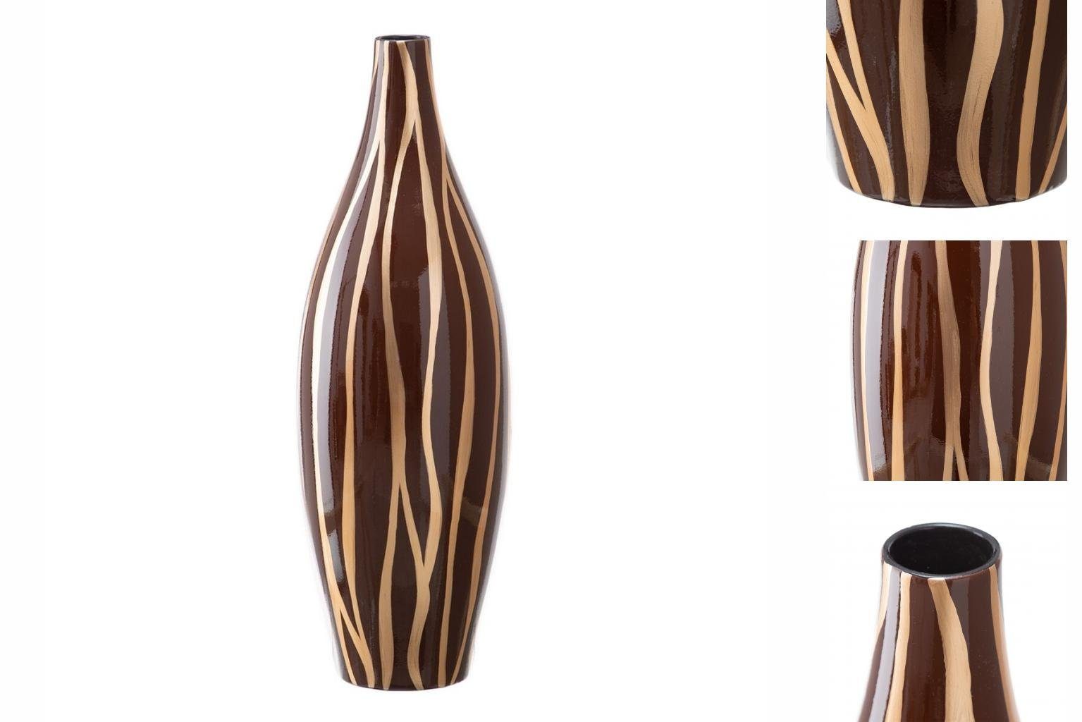 Bigbuy Dekovase Vase 20 x 20 x 58,5 cm Zebra aus Keramik Gold Braun