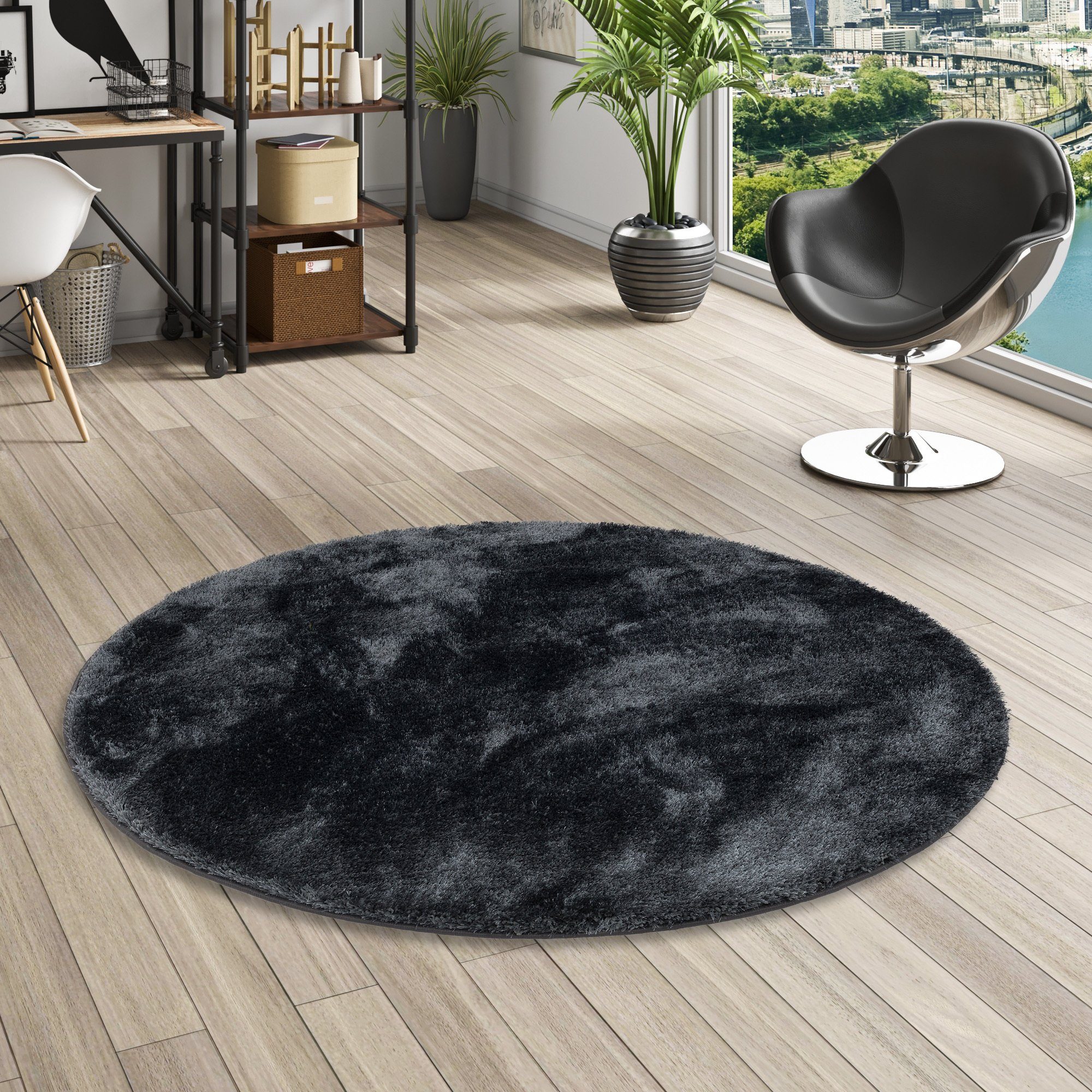 Hochflor-Teppich Hochflor Shaggy Teppich Feeling Mix Rund, Snapstyle, Rund, Höhe: 48 mm