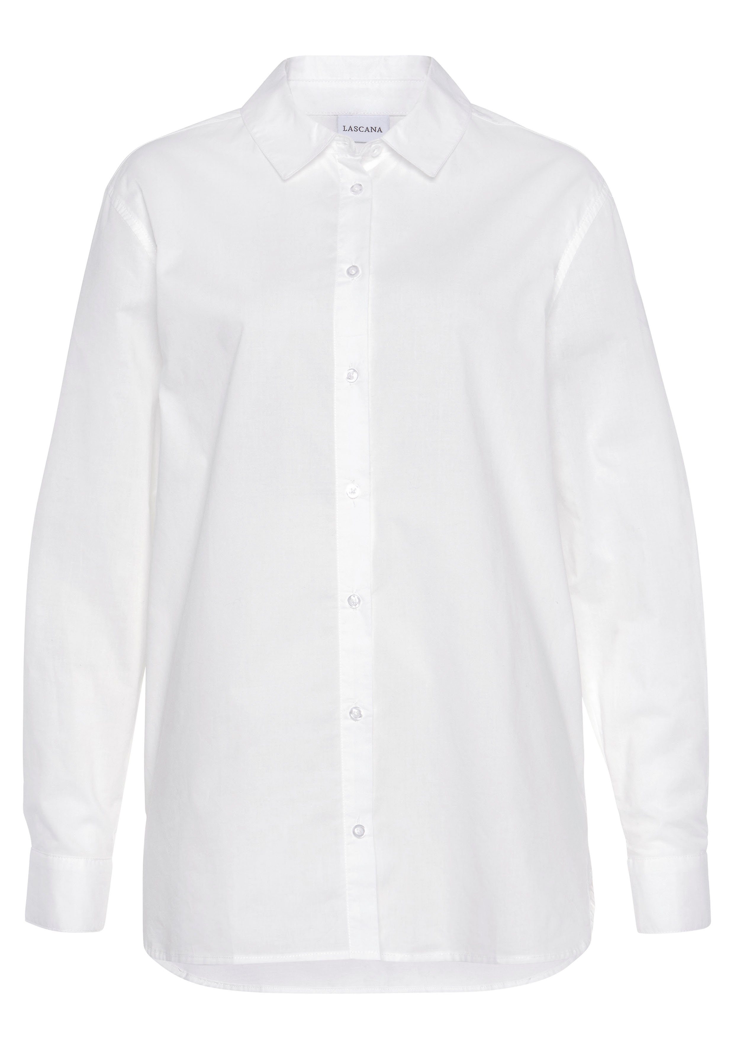 LASCANA Hemdbluse in lockerer Passform aus reiner Baumwolle hinten länger geschnitten, moderne Damenbluse, Business, klassisch – Bild 2 von 5