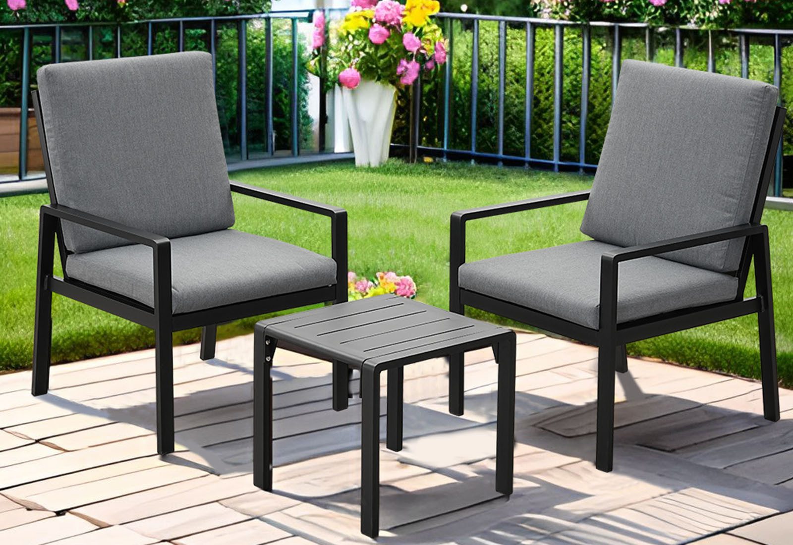 MeXo Gartenlounge-Set Alu Gartenmöbel-Sets, (Aluminium-Gartenlounge, 3-tlg. günstig online kaufen