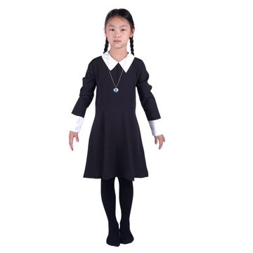 GalaxyCat Kostüm Wednesday Addams Kinder Kleid, Mädchen Schuluniform von Wednesday, Wednesday Addams Schuluniform für Mädchen