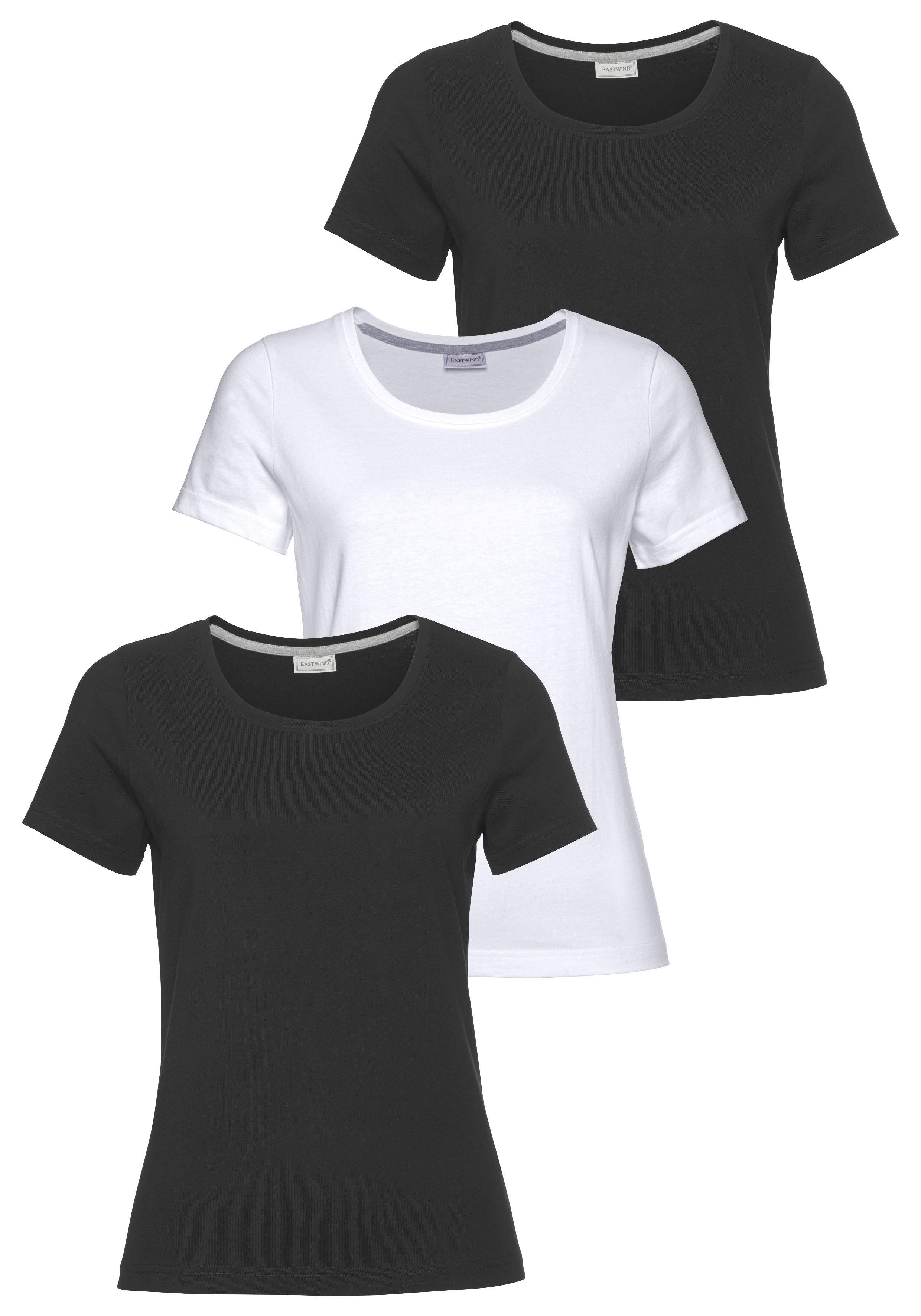 Eastwind T-Shirt (Spar-Set, 3er-Pack) schwarz, schwarz, weiß