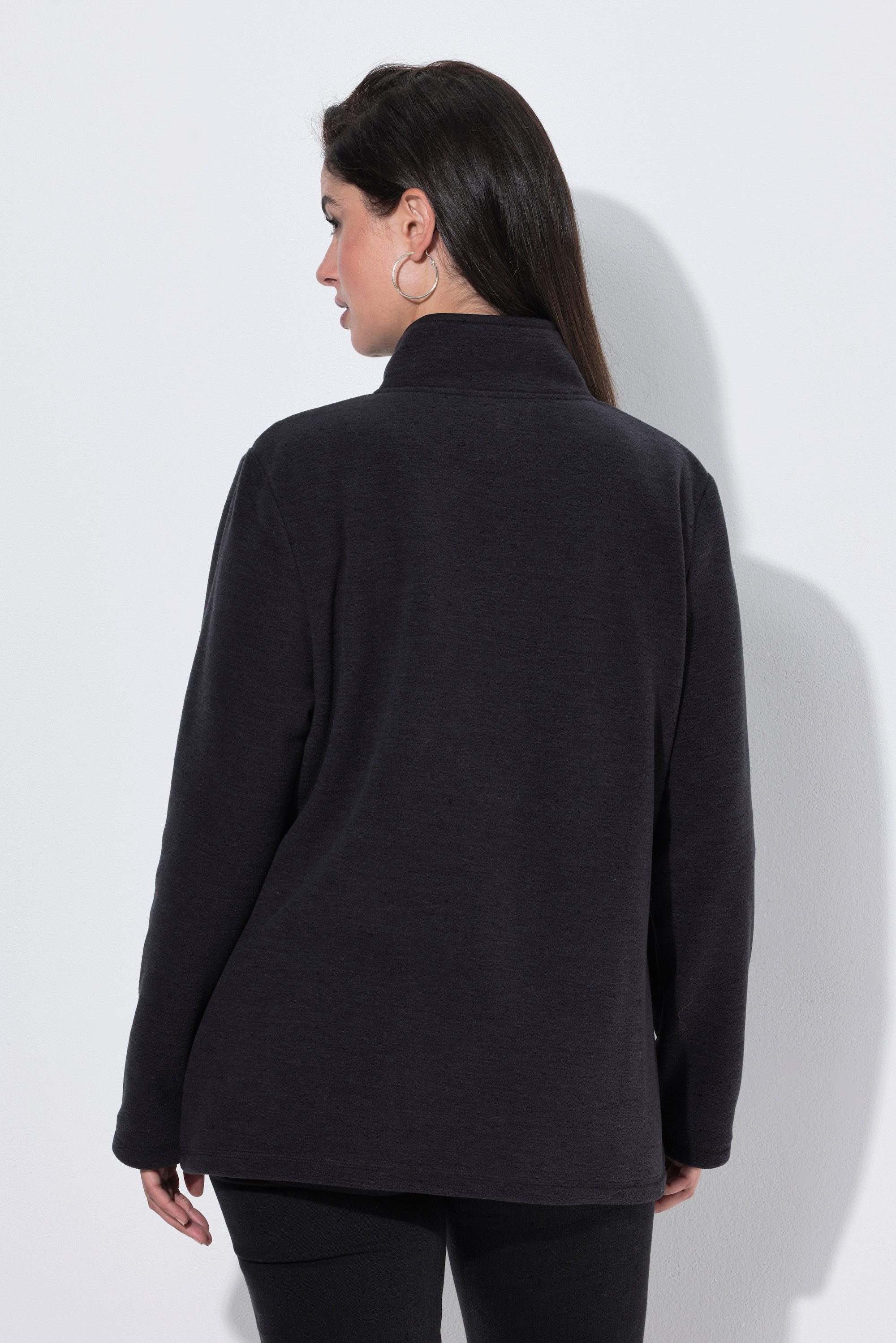 Ulla Popken Sweatjacke Fleecejacke meliert Stehkragen Langarm – Bild 3 von 4