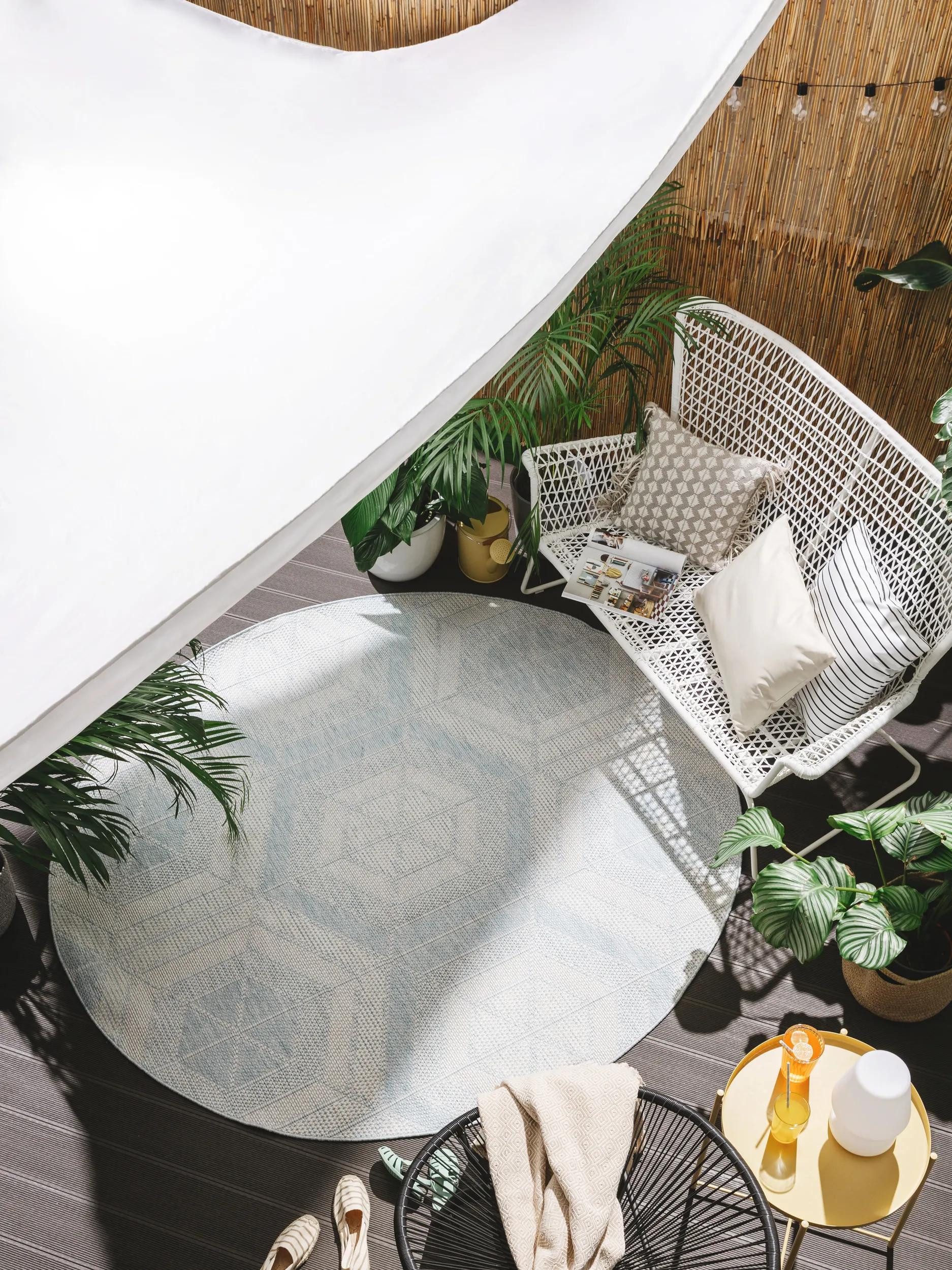 benuta Outdoorteppich Bronco, rund, Höhe: 5 mm, Kunstfaser, Berber, Ethno-Style, Wohnzimmer