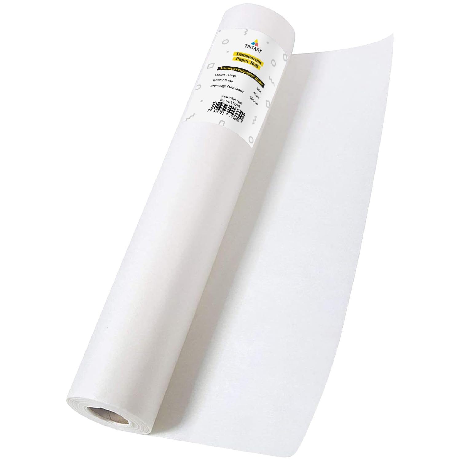 Tritart Transparentpapier Transparentes Papierrolle 25m 25m, x 100cm 100cm Transparentpapierrolle 50g/m x