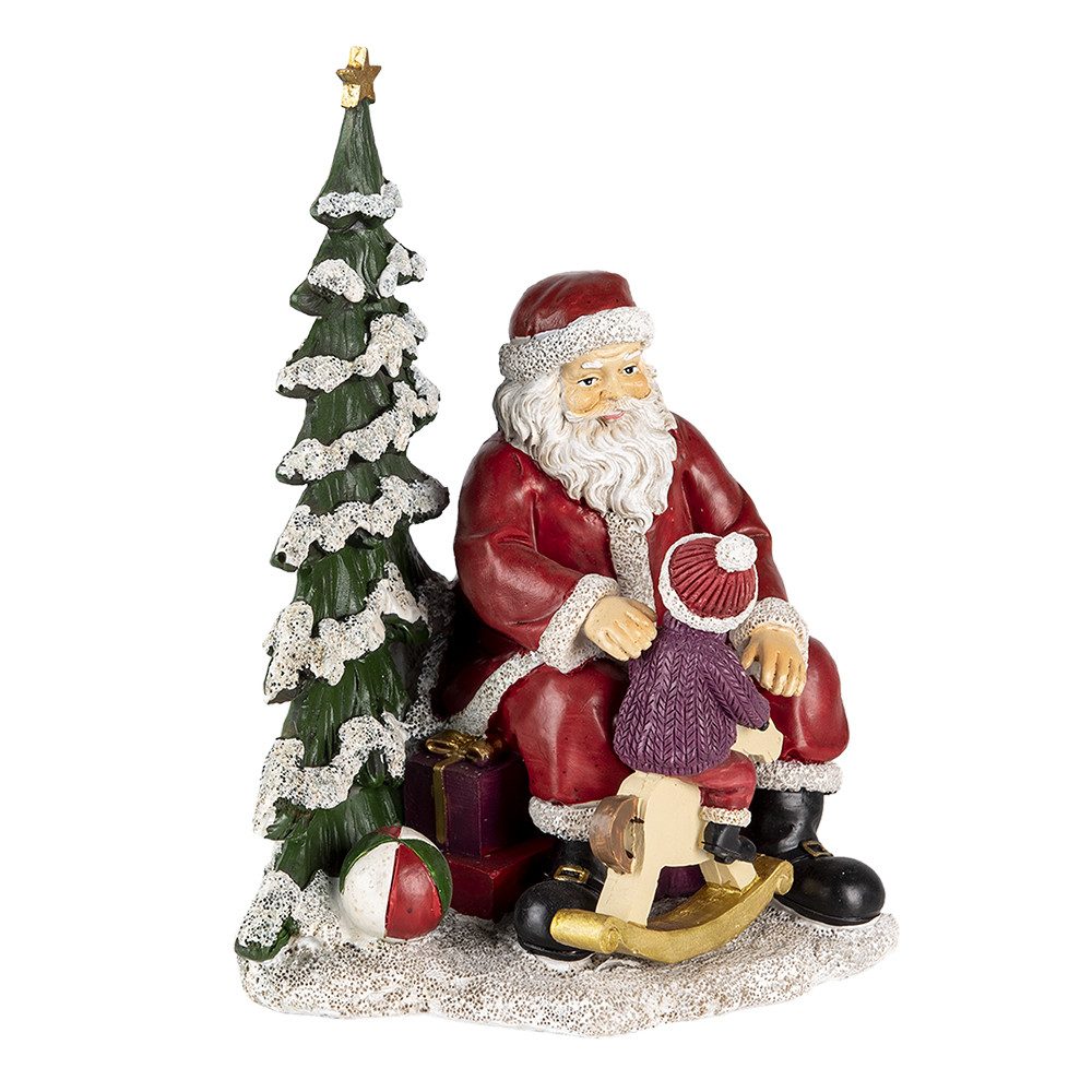 Clayre & Eef Weihnachtsmann Figur Weihnachtsmann 16x13x22 cm Rot Grün Weihnachtsdekoration, Sammelfigur, Weihnachtsfigur, Dekofigur, Weihnachtsmann
