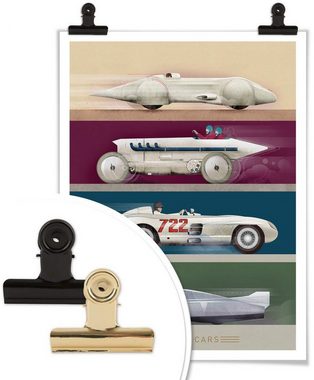 Wall-Art Poster Vintage Auto Retro Rennwagen, Autos (1 St), Poster ohne Bilderrahmen