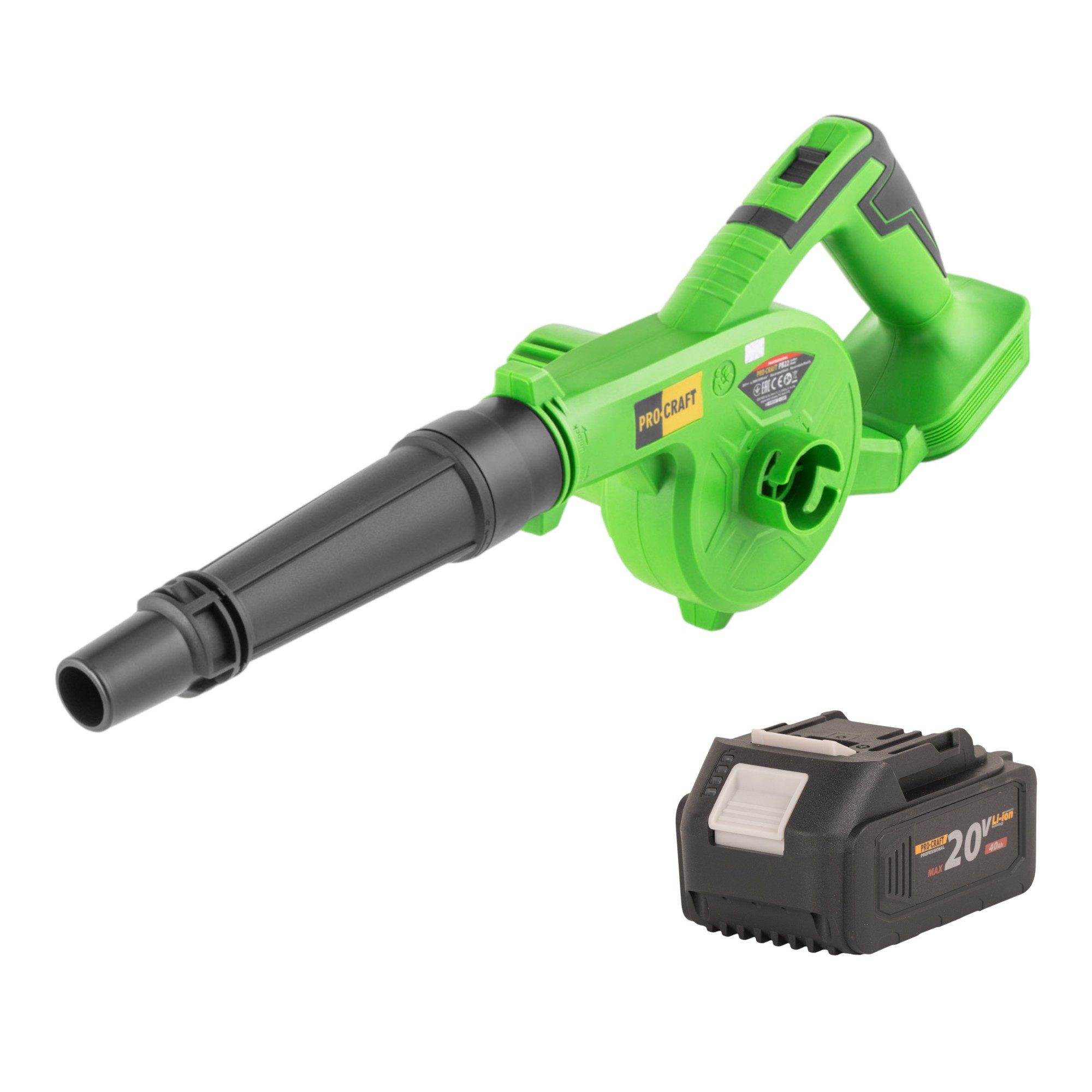 PRO CRAFT Akku-Laubbläser Procraft PB22bb Akku Laubbläser 20 V + 1x Akku 4,0 Ah - ohne Ladegerät