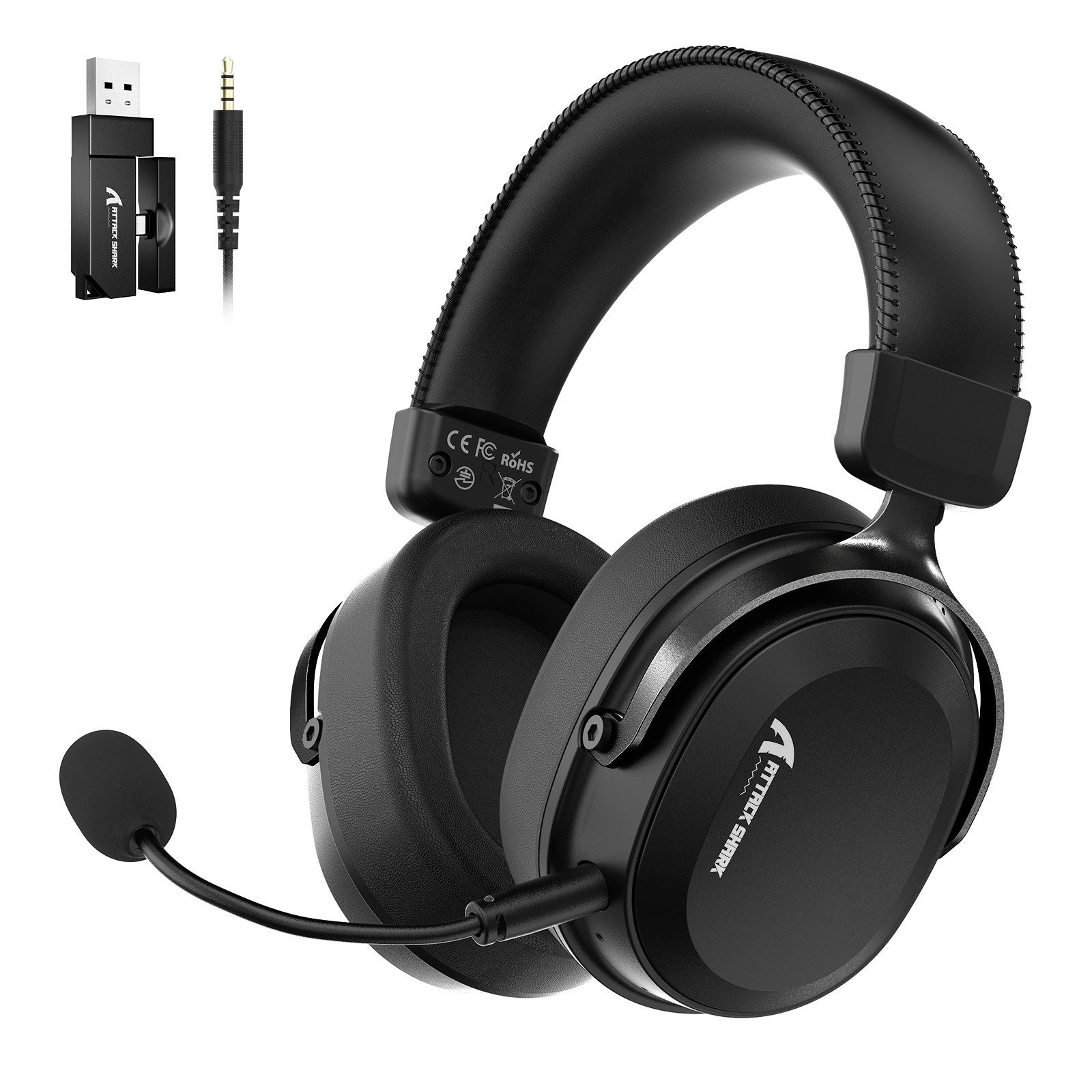ATTACK SHARK L30PRO Kabelloses Gaming-Headset, 7.1-Sound, Tri-Modus, 50-mm-Treiber Gaming-Headset (Bluetooth, EQ,abnehmbares Mikrofon mit Rauschunterdrückung,integriertes Mikrofon)