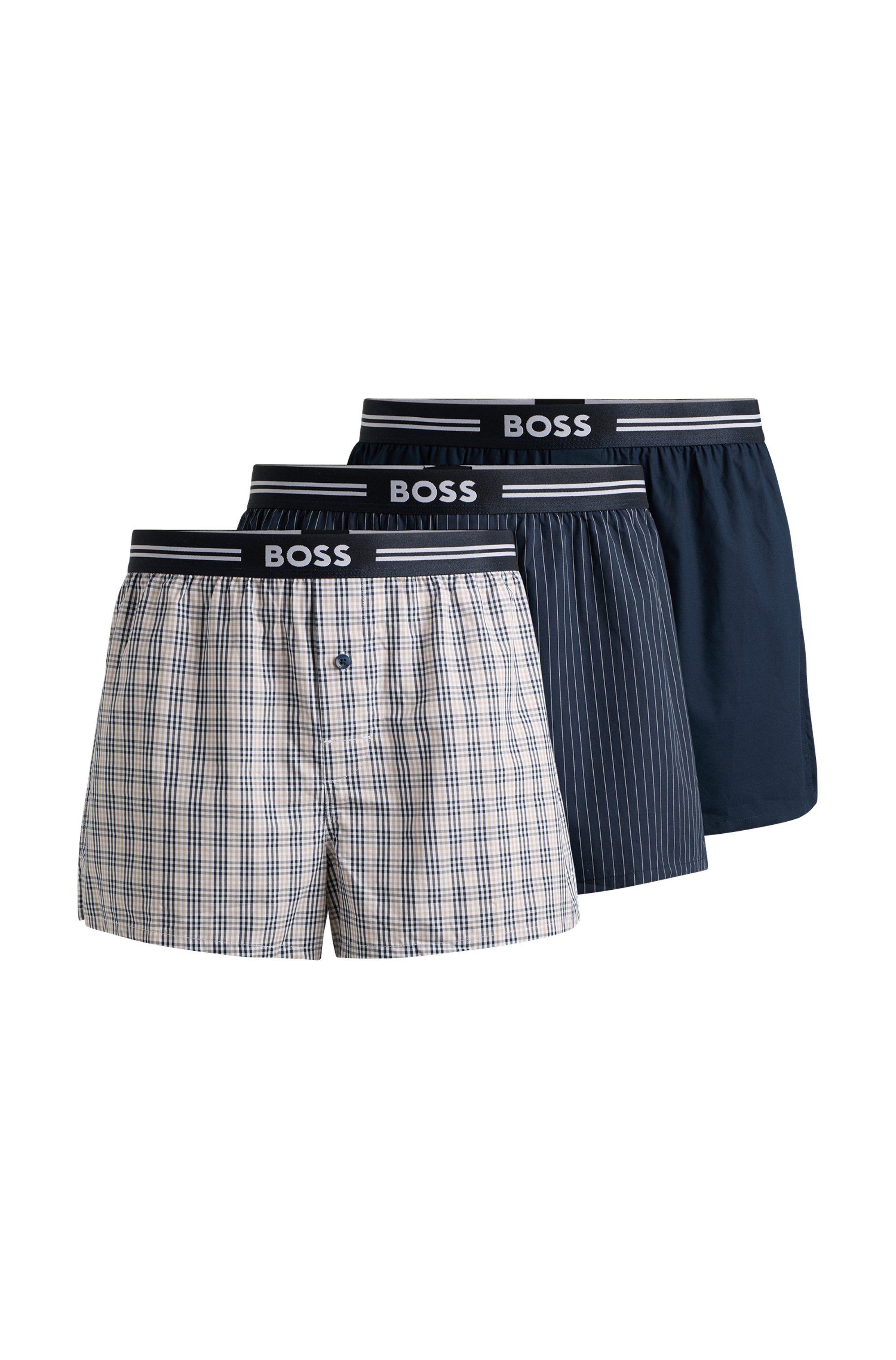 BOSS Boxershorts 3P Woven Boxer (Packung, 3-St., 3er Pack) mit Eingriff mit günstig online kaufen