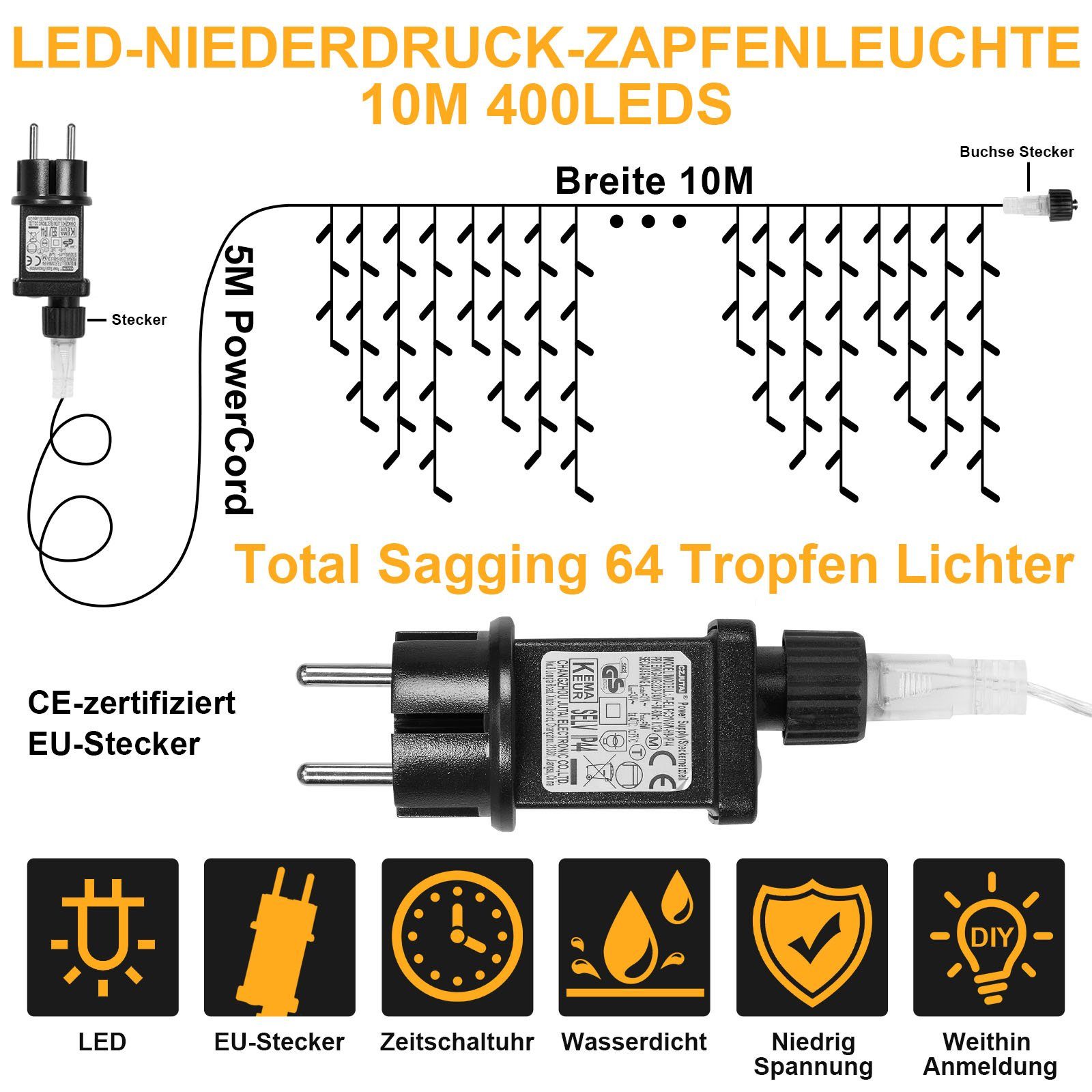 Rosnek Lichtervorhang 31V, 5-15M, 8 Modi, günstig online kaufen