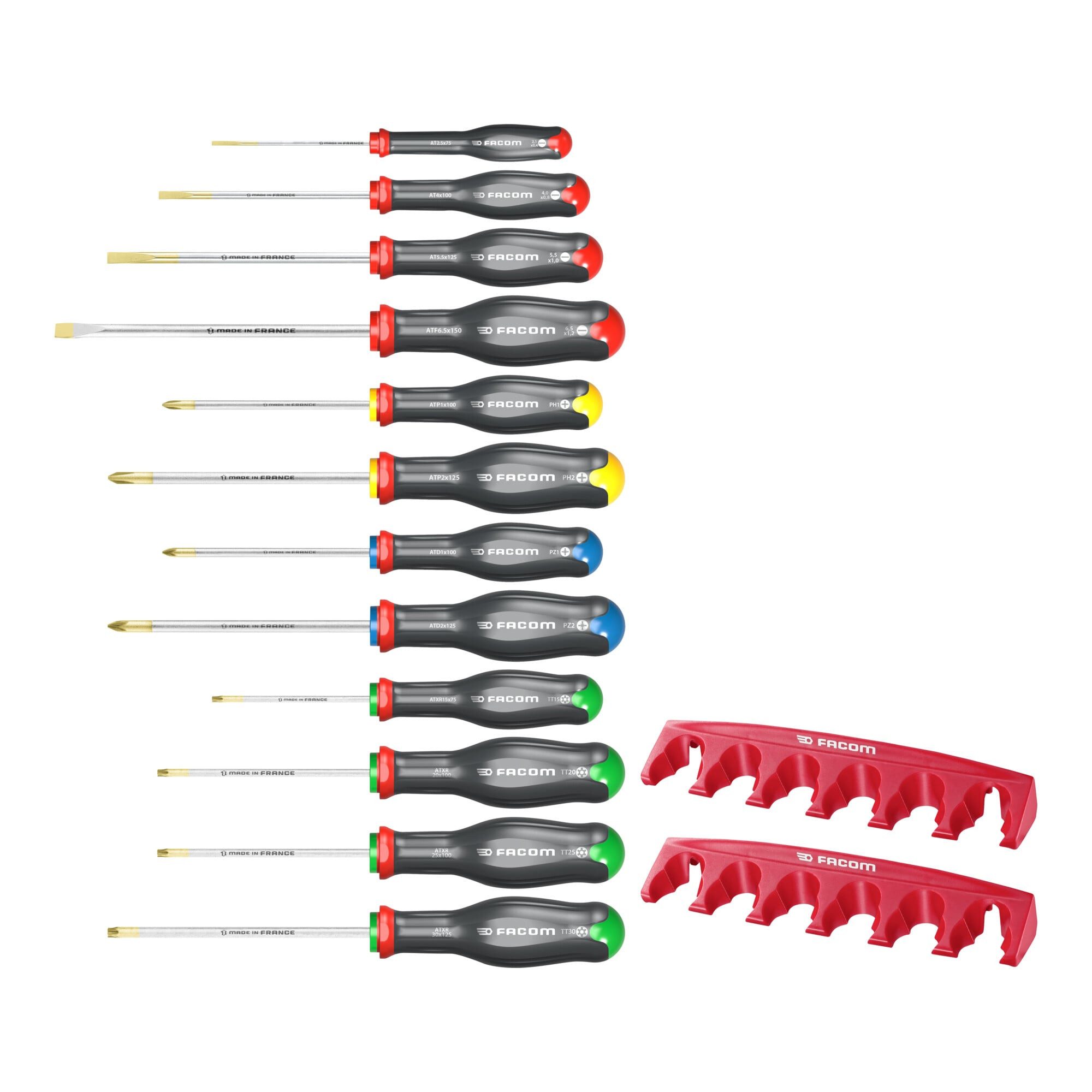 Facom Schraubendreher Facom Schraubendreher-Set 12-tlg + 2 Halter