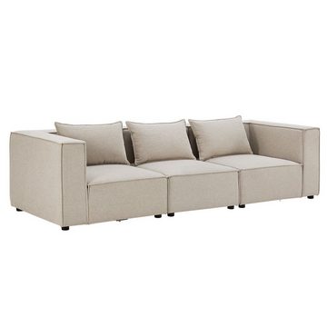 Juskys 3-Sitzer Domas, 3 Teile, M, modulare Couch für Wohnzimmer, Garnitur mit Armlehnen & Kissen