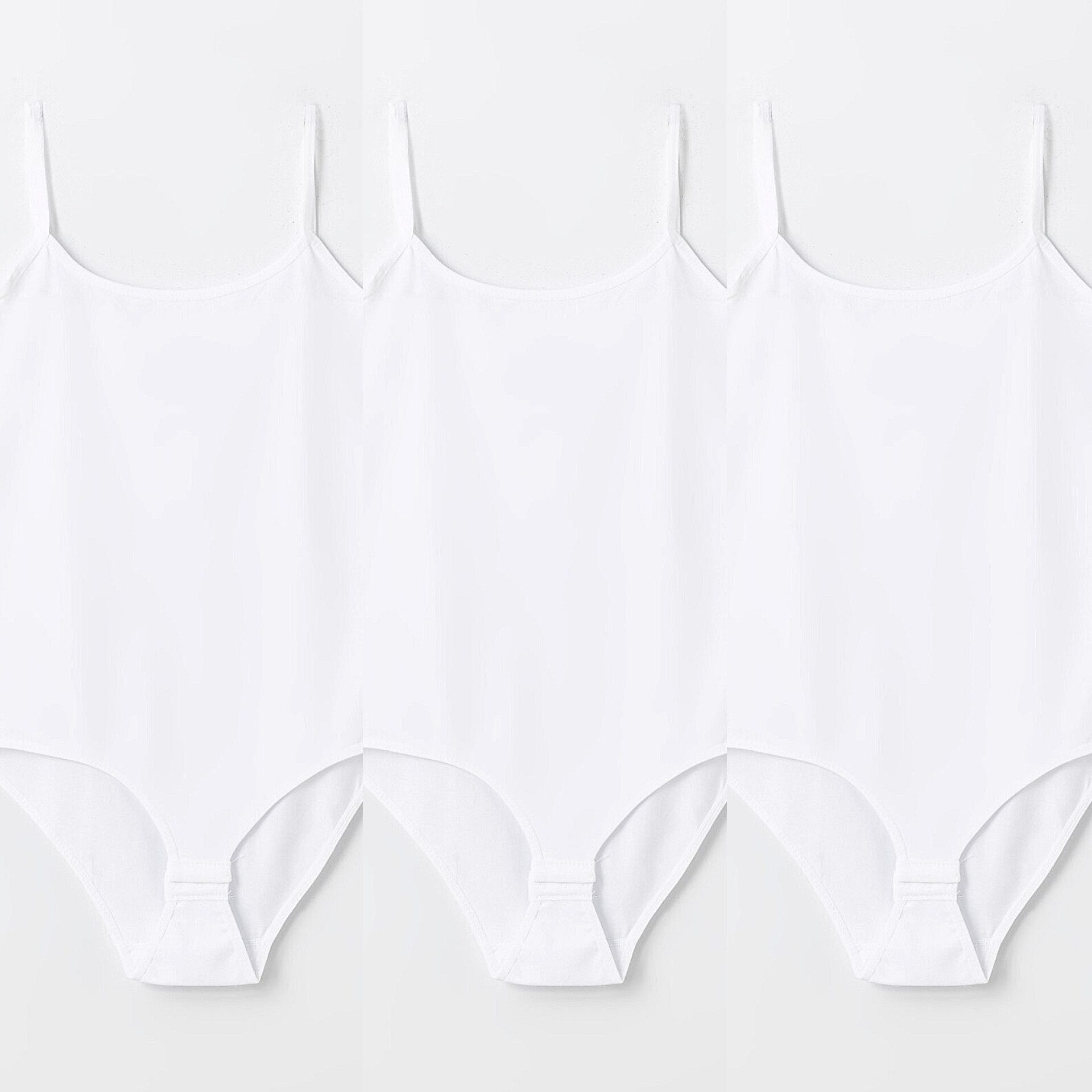 Feelline Body 3er Pack Damen Trägerbody Spaghettiträger - mit Hakenverschluss (Basic Body, Unterwäsche, 3er Pack) Hakenverschluss im Schritt, elastisch, atmungsaktiv