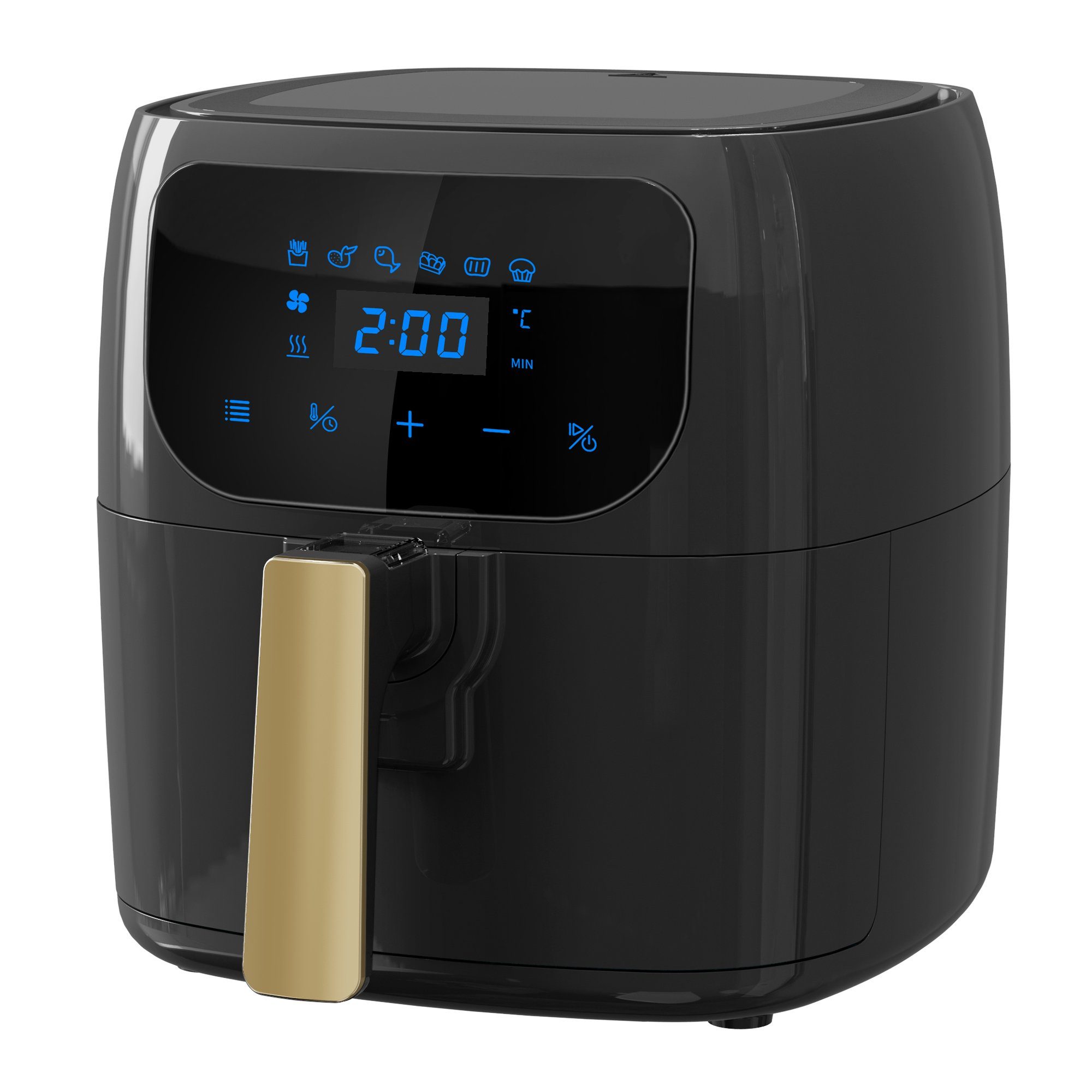 ICQN Heißluftfritteuse AirFryer, Digitalem LED-Touchscreen, 6 Programmen, ohne ÖL, 1300,00 W, 6L XL Friteuse Heissluft, Airfry, Schwarz