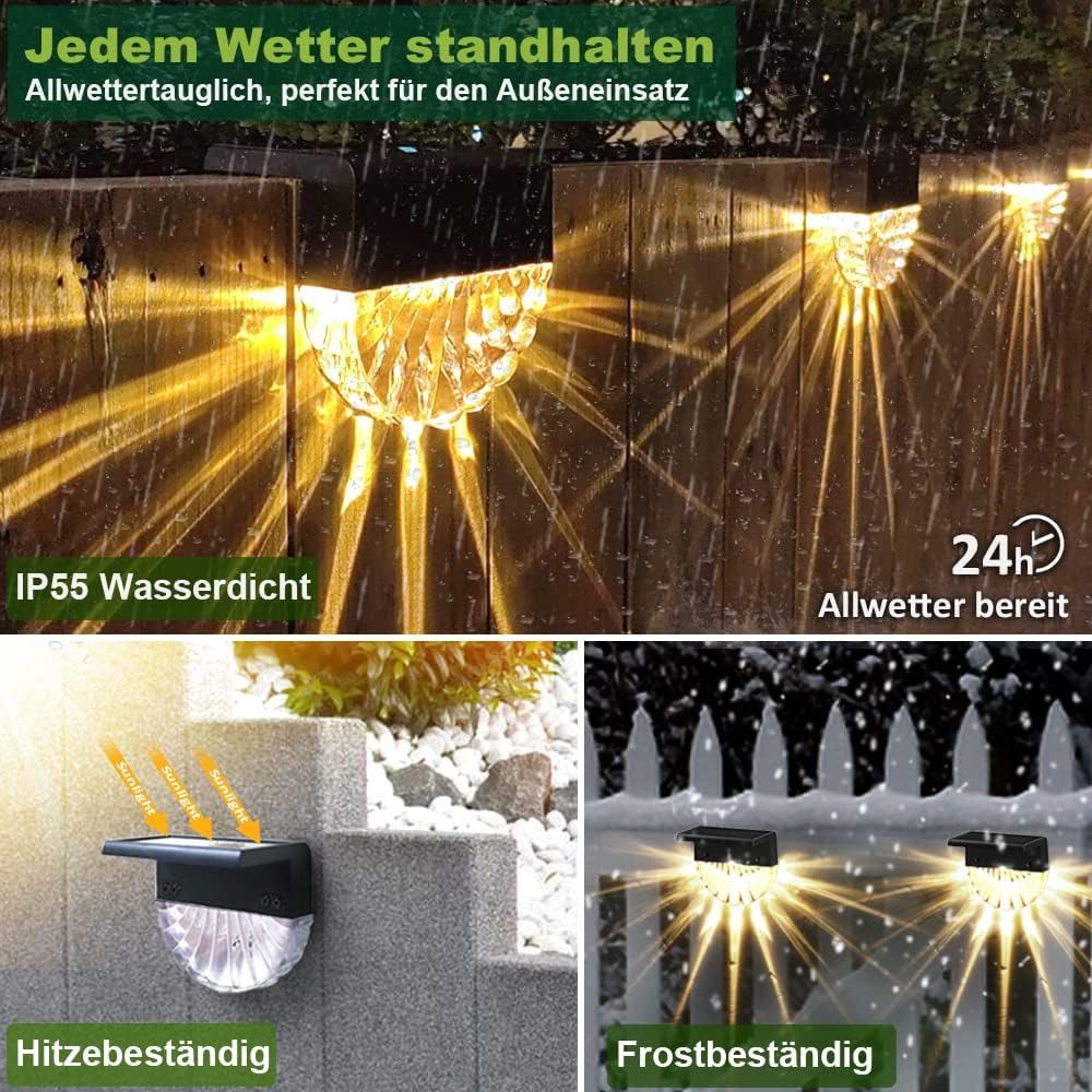 N NORA TWIPS LED Solarleuchte LED Solarleuchten Garten 6er Set Außen Wandlampe warmweiß Farbwechsel, LED fest integriert, warmweiß, mehrfarbig, Solarbetrieb Lic – Bild 4 von 5