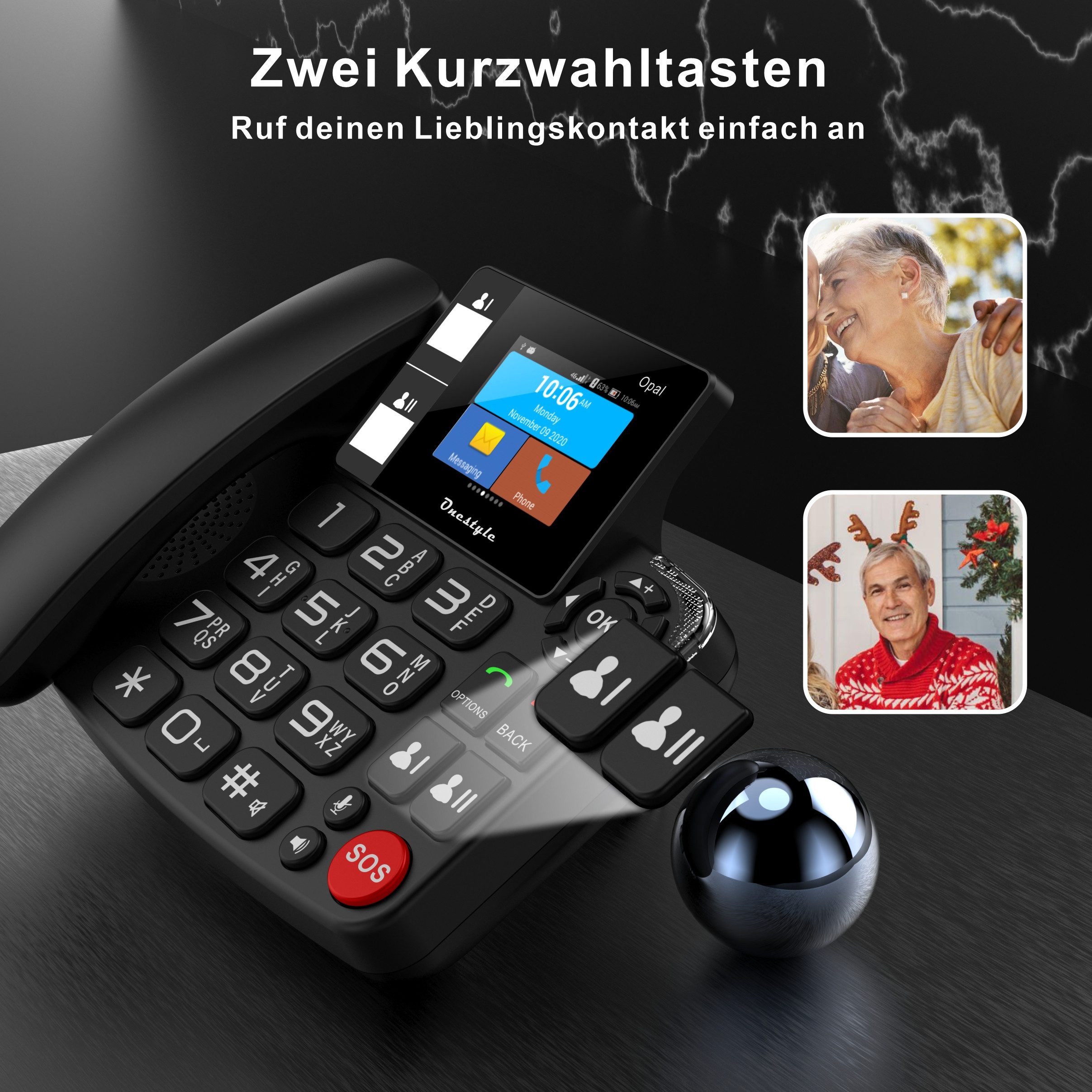 Onestyle Opal Tischtelefon mit WiFi, Dual-SIM für Senioren geeignet Großtastentelefon (Wi-Fi)
