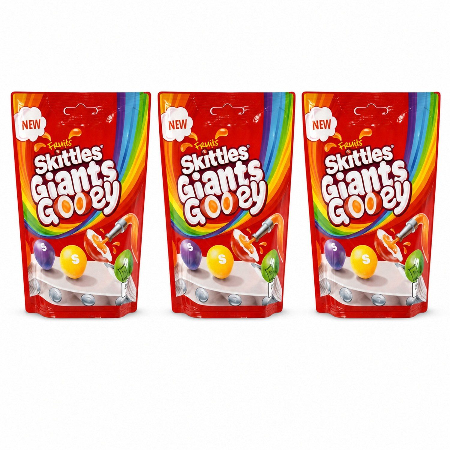 Skittles Süßigkeit, 3 x 125 g, Giants Gooey