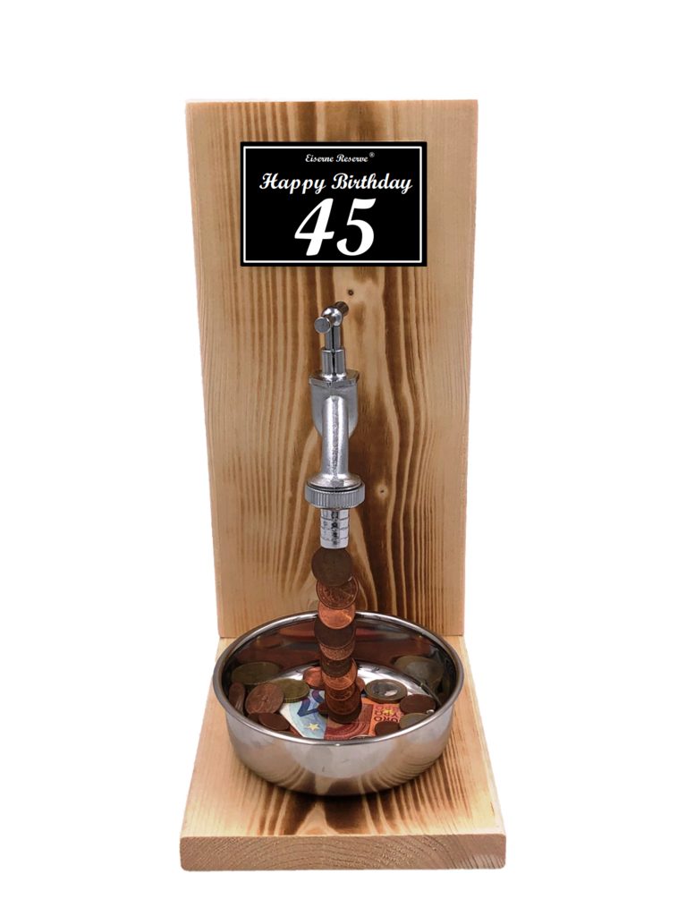 Eiserne Reserve® Geschenkbox Happy Birthday 45 Geburtstag - Eiserne Reserve Geldhahn - Geld versche