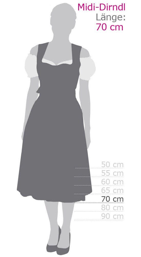 Nübler Dirndl Damen Dirndl midi - (Dirndl Schürze) Rocklänge Damen Tracht Trachtenmode bayerischen im 70cm Moderne midi Landhausstil, im Dirndl JACKY, mit Stil 2-tlg., Kleid Set