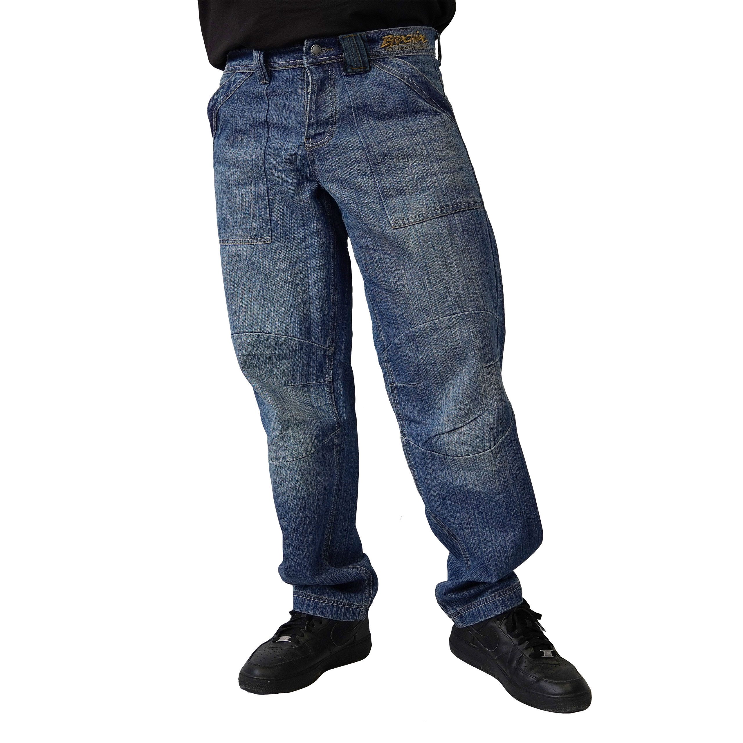 BRACHIAL THE LIFESTYLE COMPANY Loose-fit-Jeans Brachial Jeans "Advantage" dunkles Streifen-Denim