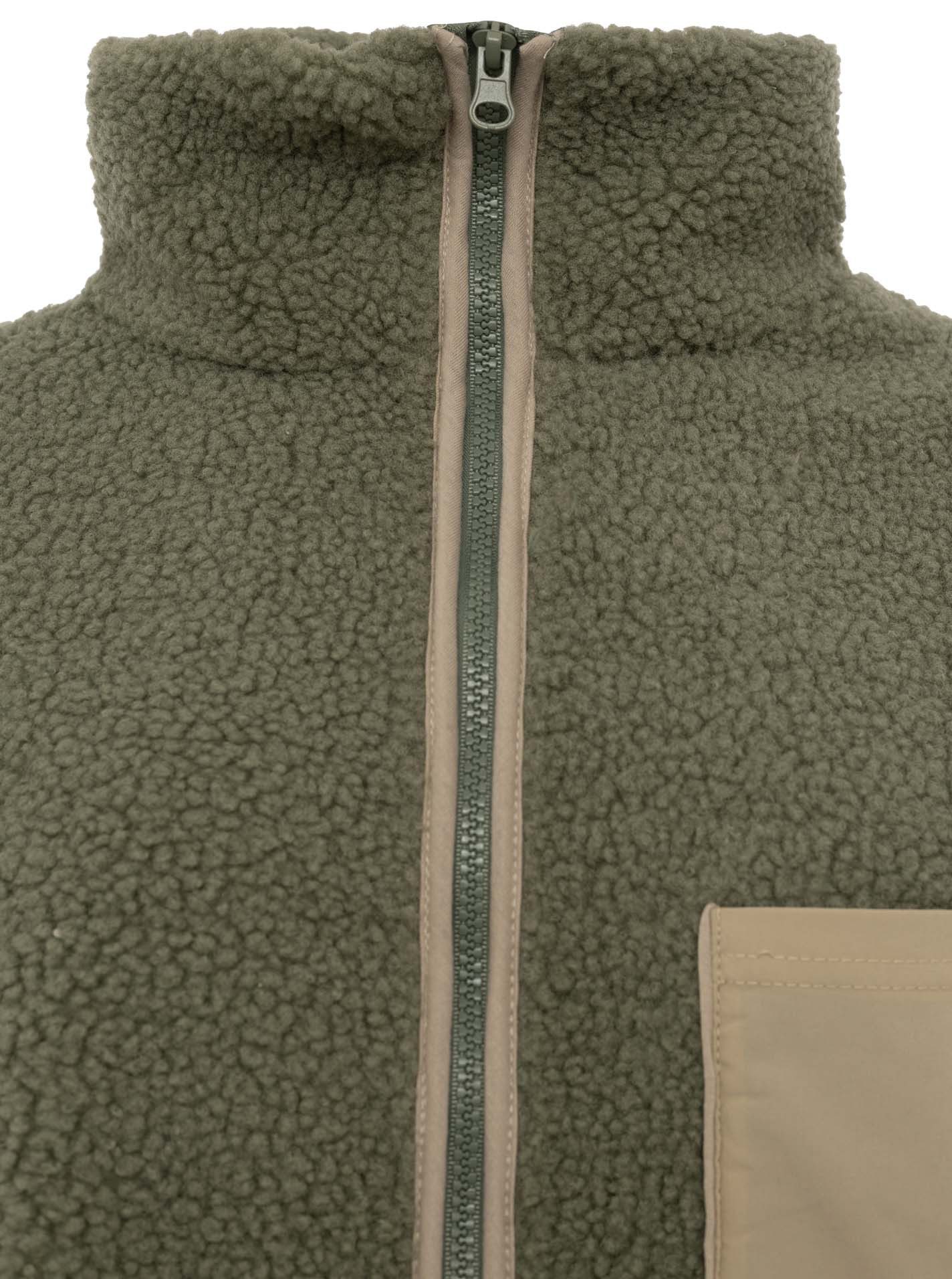 Zwillingsherz Bomberjacke "Classic" kuscheliges Teddy-Fleece, Kontrastdetails, Brutstasche, Stehkragen – Bild 5 von 5