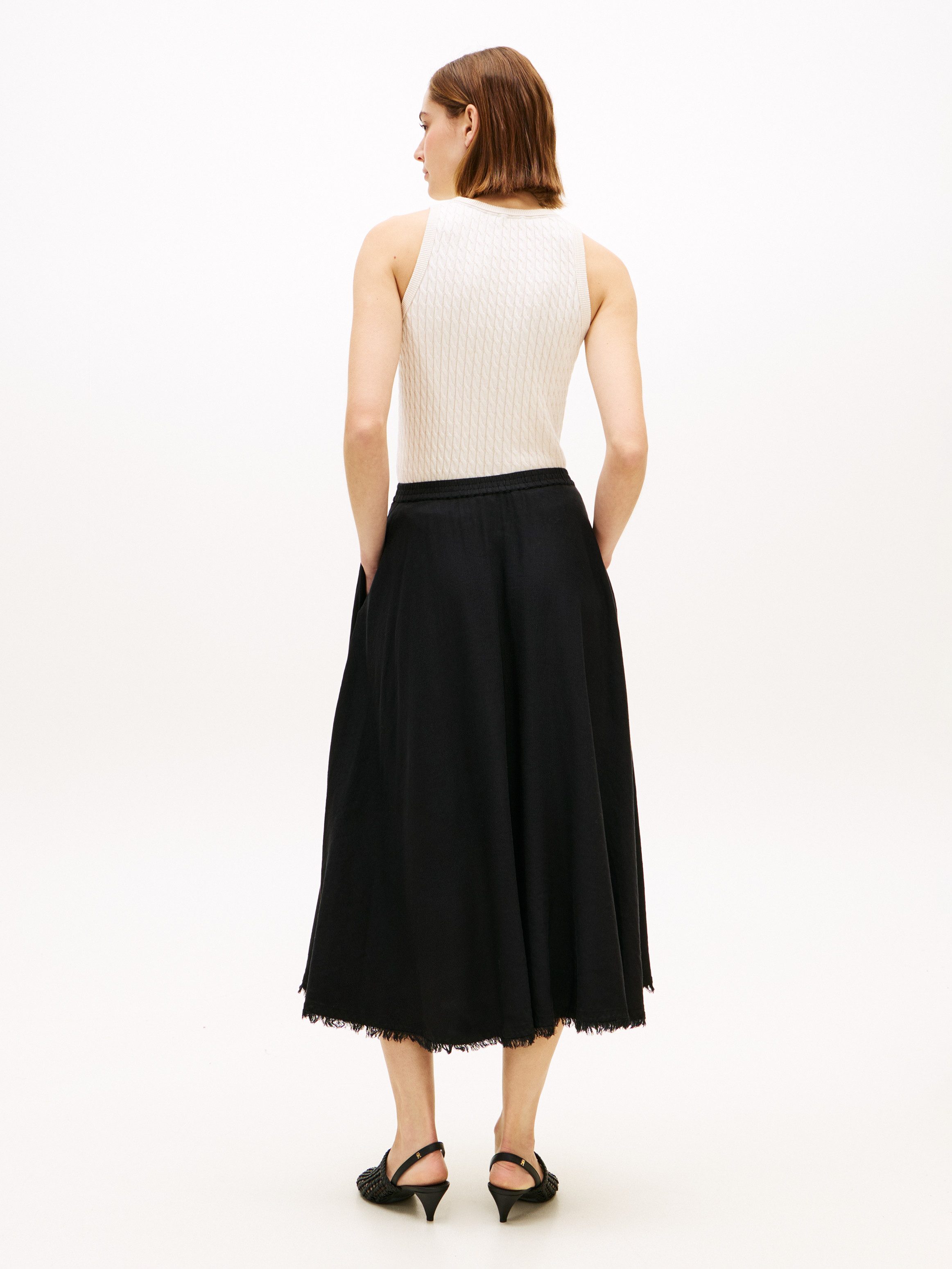 Tommy Hilfiger A-Linien-Rock VIS/LINEN VOLUME MIDI SKIRT Leinen-Mix mit feinen Falten, Relaxed Fit – Bild 5 von 5