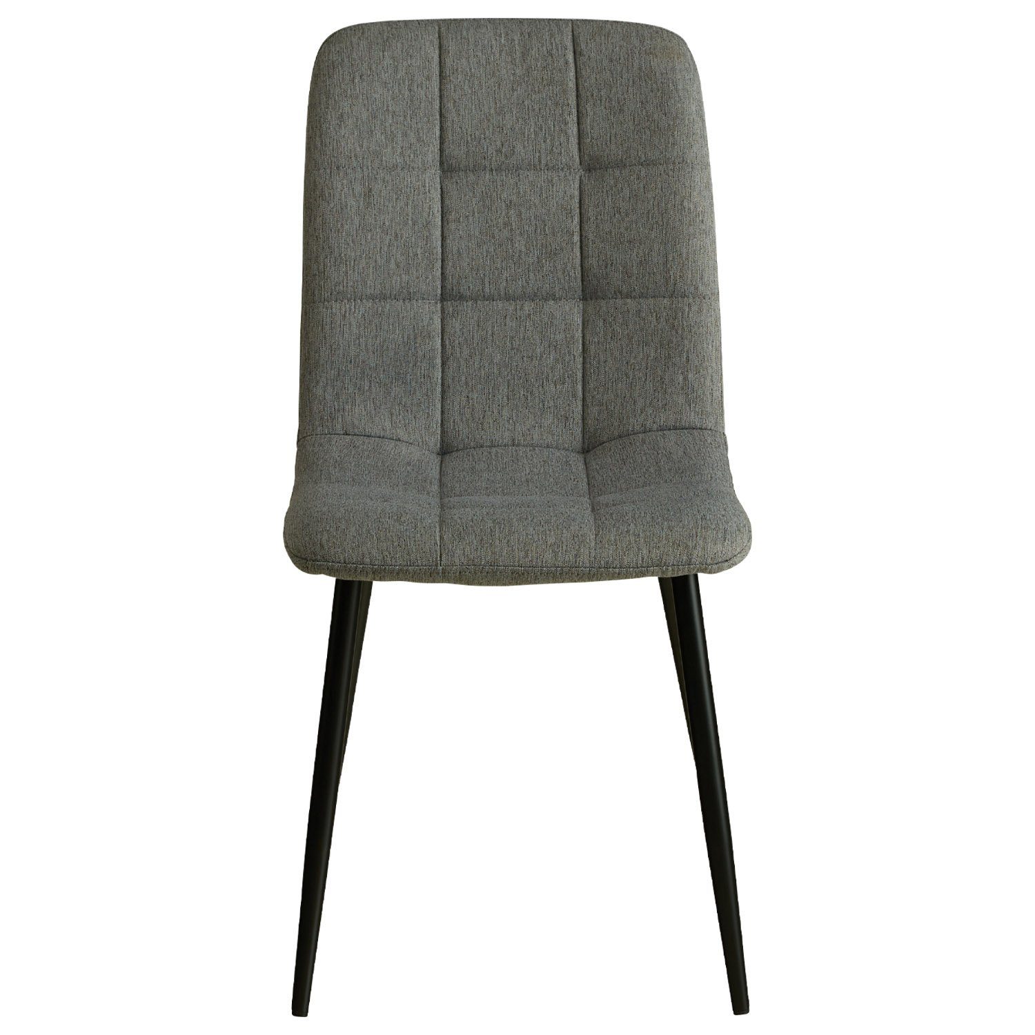 Homestyle4u Polsterstuhl Esszimmer Stühle Samt Leinen Grau Gesteppt Metallbeine Esstisch Küche (Spar-Set, 2 St), 2er Set, 2 Stühle, Essstuhl, Stuhlbeine in Schw – Bild 5 von 5