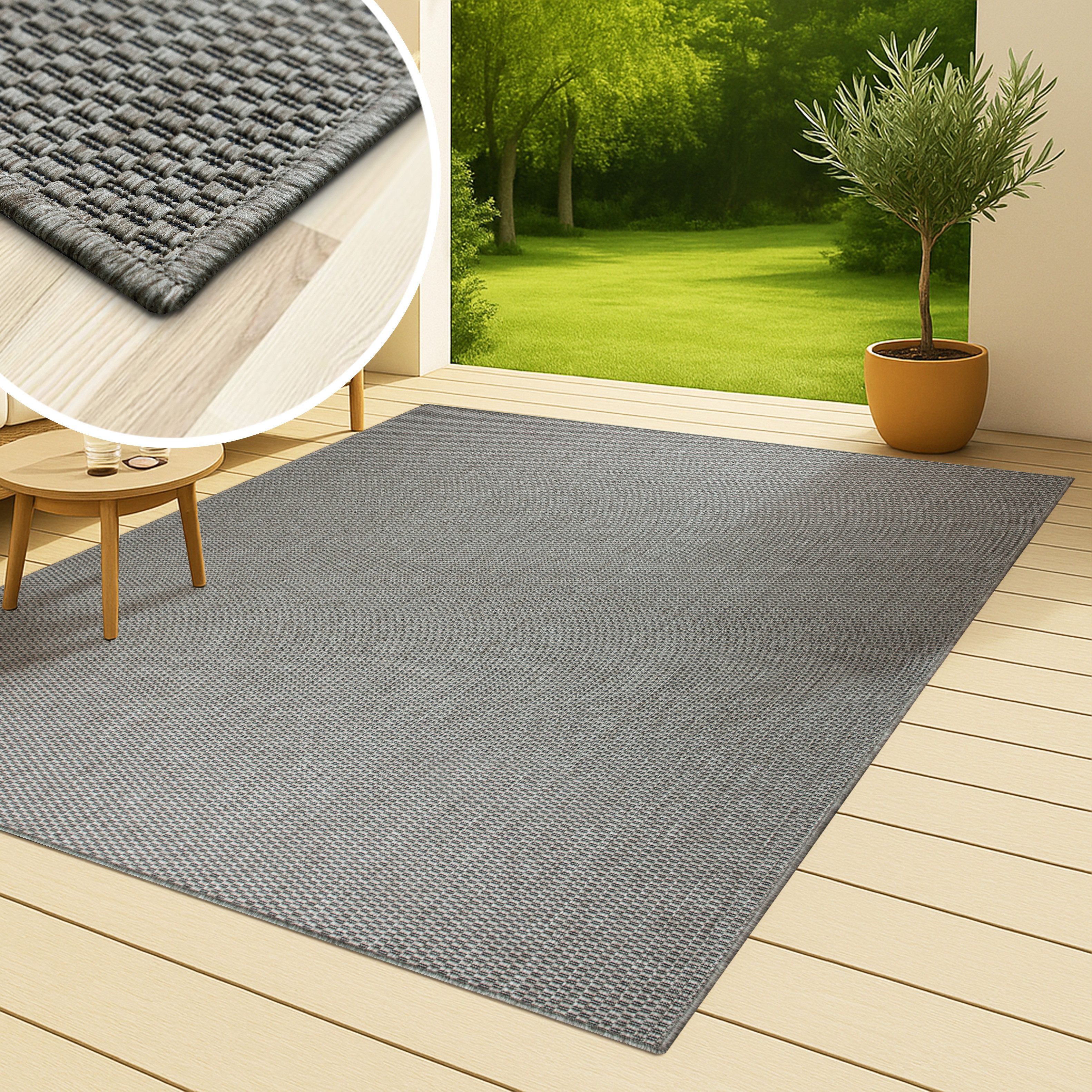 OTTO home Teppich Venedig, in Standard- und Premium-Qualität, 3 mm oder 5 mm Höhe, rechteckig, In- und Outdoor geeignet, Wetterfest & UV-beständig, Sisal-Optik