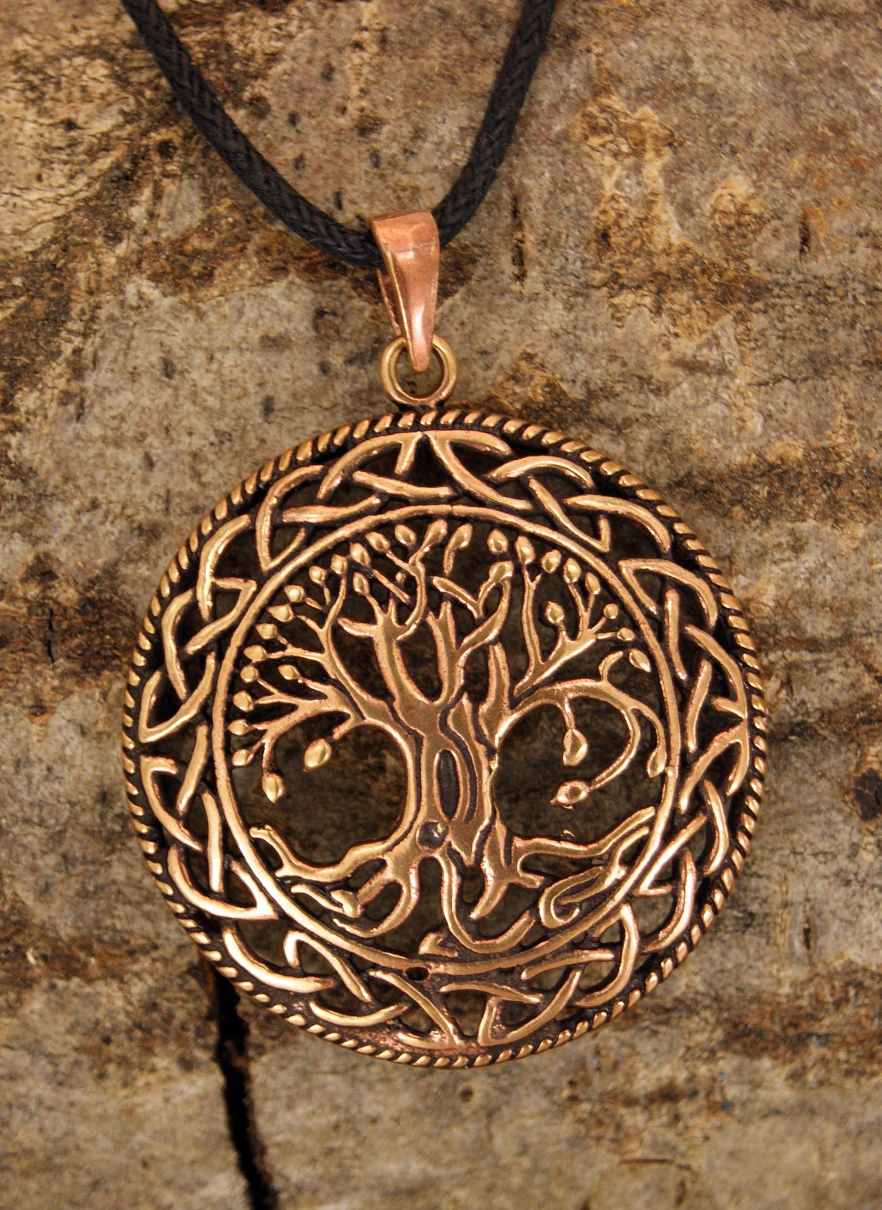 Weltesche Anhänger Kettenanhänger Lebensbaum Weltenbaum Kiss Wikinger Yggdrasil Bronze Leather of großer